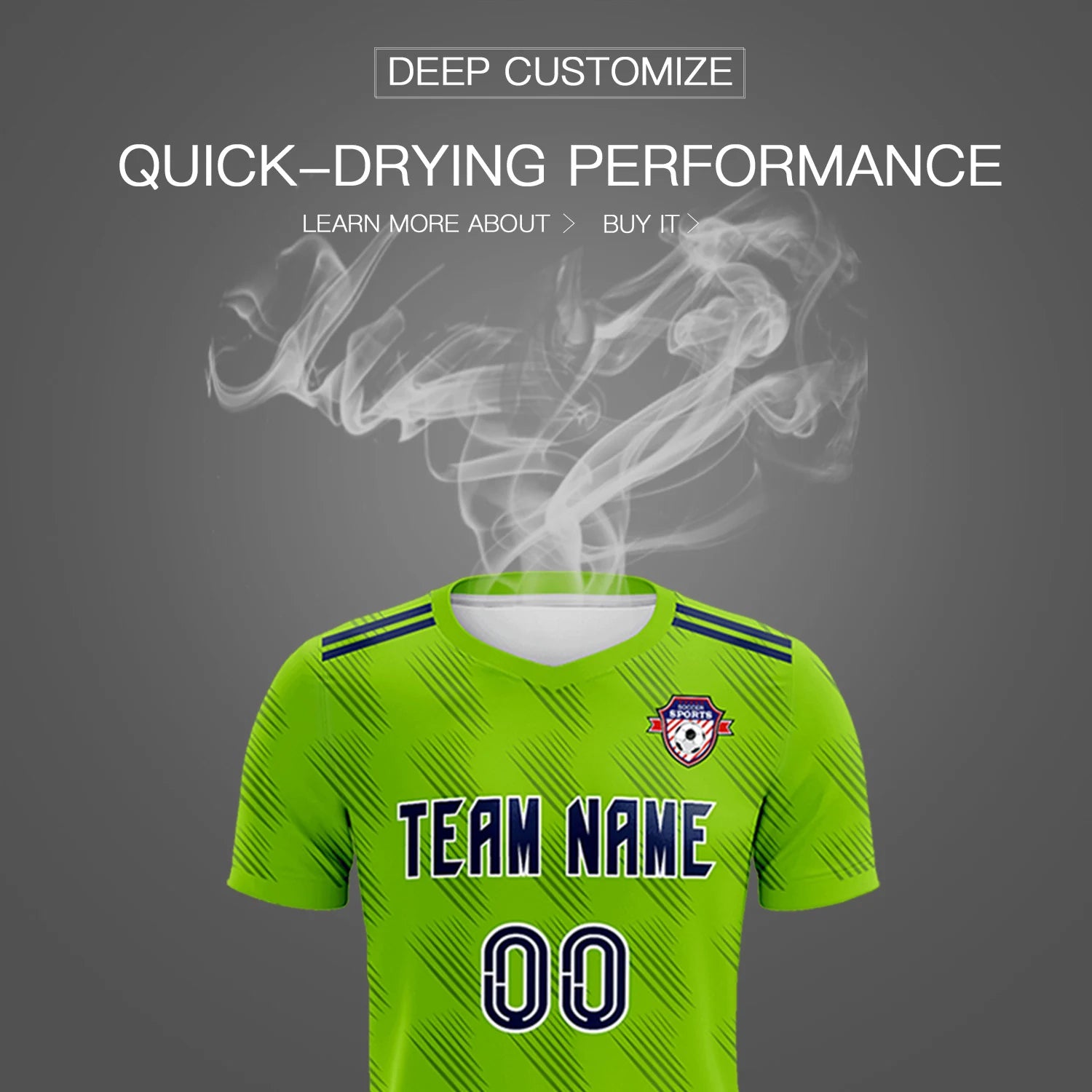 Custom Neon Green Navy Printing Outdoor Tracksuit Soccer Sets Jersey