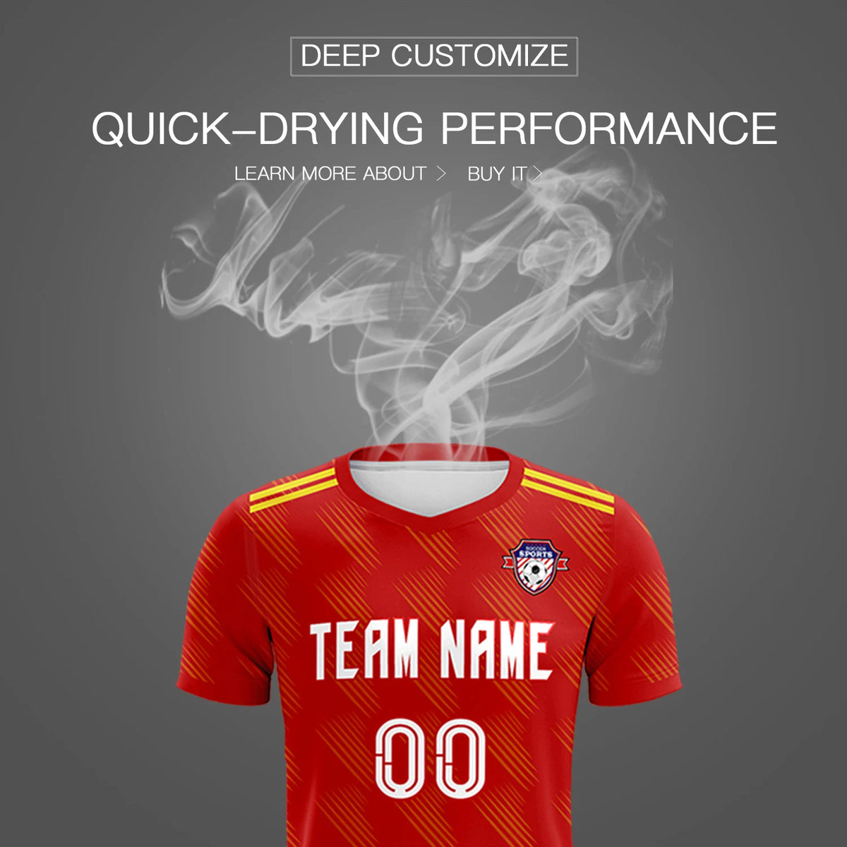 Custom Red Black Printing Outdoor Tracksuit Soccer Sets Jersey