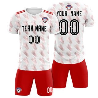 Conjunto de chándal de fútbol para exteriores con estampado personalizado en blanco y rojo - Estilo 1