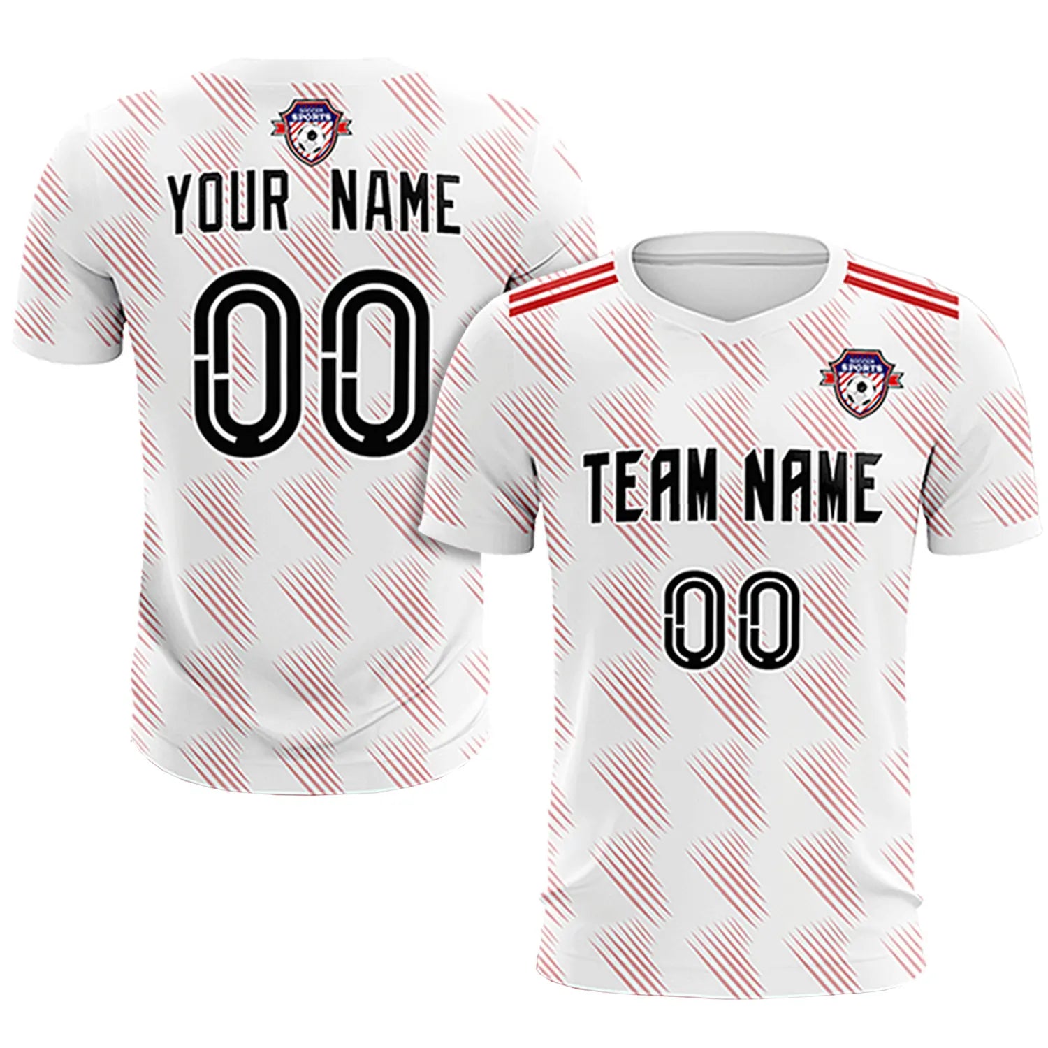 Custom White Red Printing Outdoor Tracksuit Soccer Sets Jersey