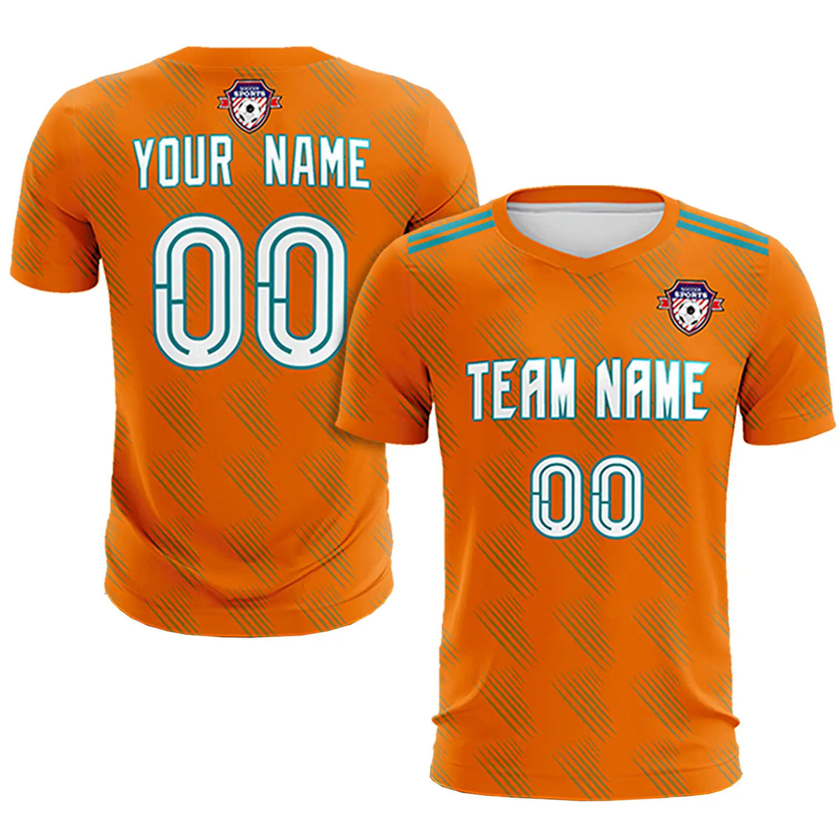 Custom Orange Black Printing Outdoor Tracksuit Soccer Sets Jersey