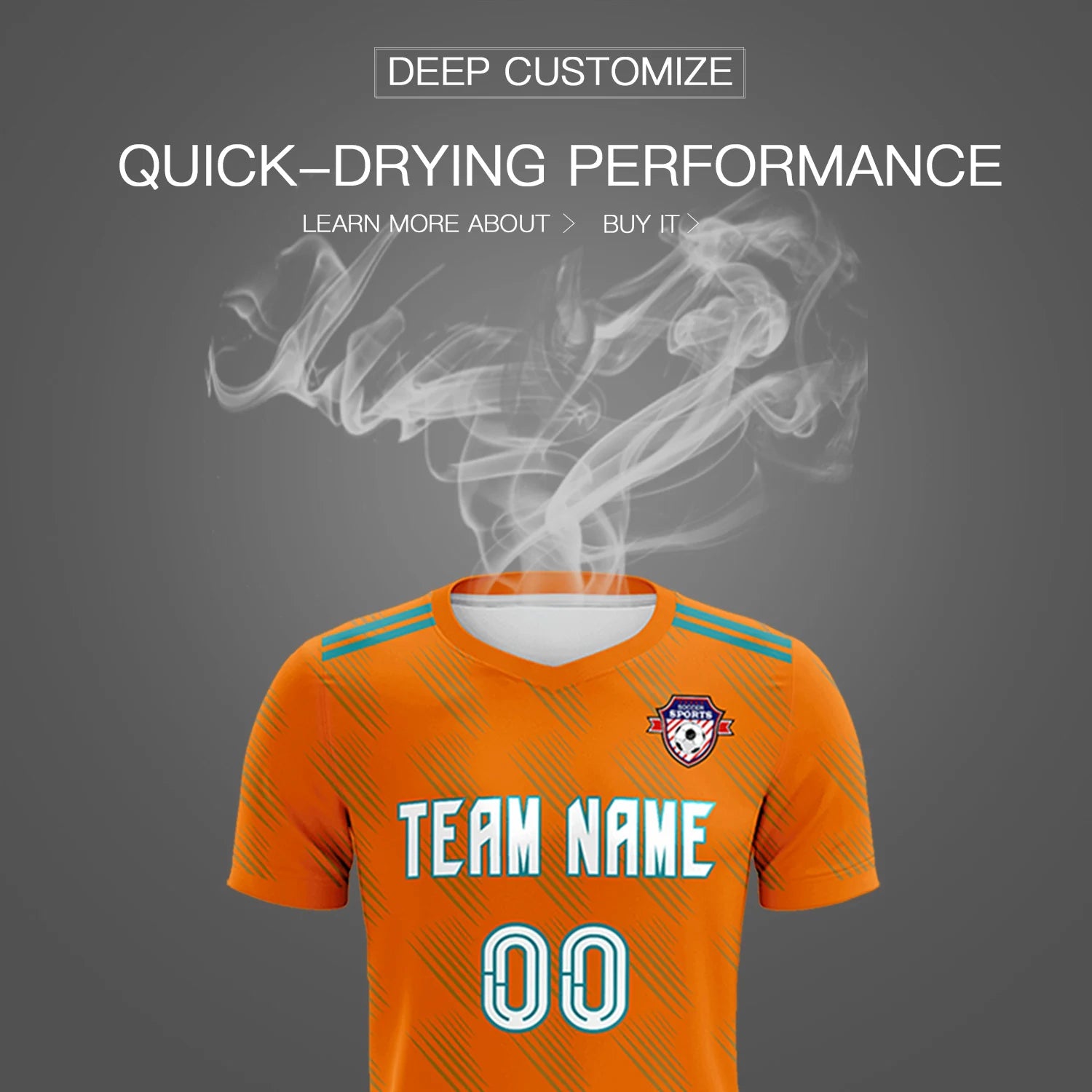 Custom Orange Black Printing Outdoor Tracksuit Soccer Sets Jersey