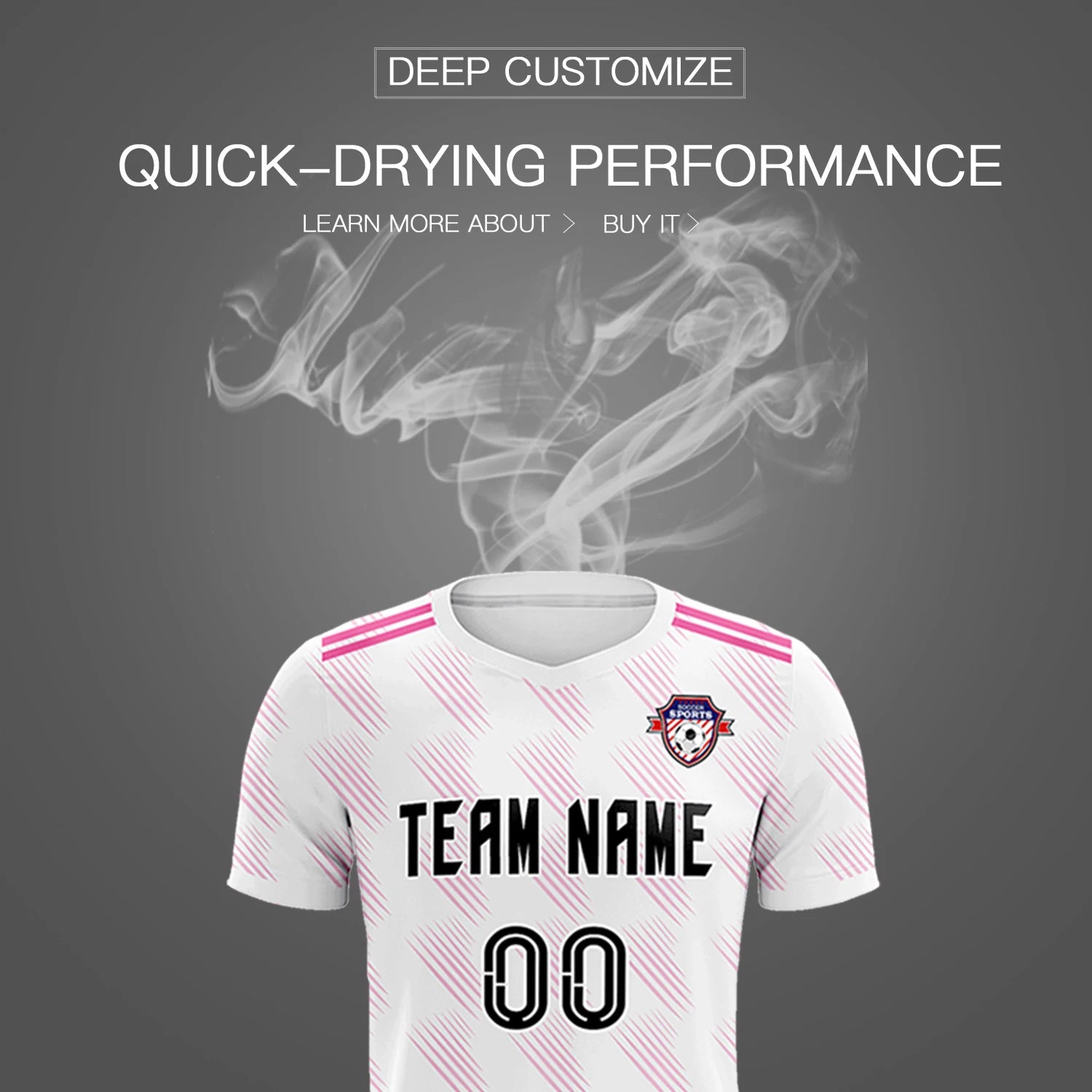 Custom White Pink Printing Outdoor Tracksuit Soccer Sets Jersey