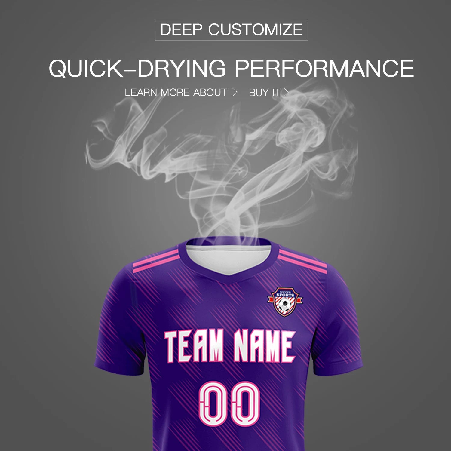 Custom Purple Pink Printing Outdoor Tracksuit Soccer Sets Jersey