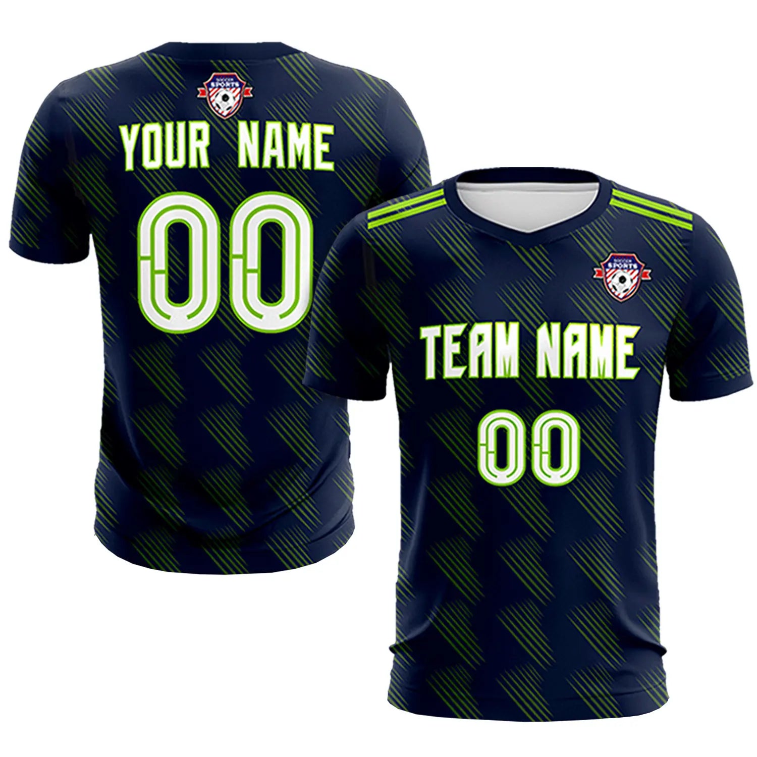 Custom Navy Printing Outdoor Tracksuit Soccer Sets Jersey