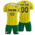 Custom Yellow Kelly Green Printing Outdoor Tracksuit Soccer Sets Jersey