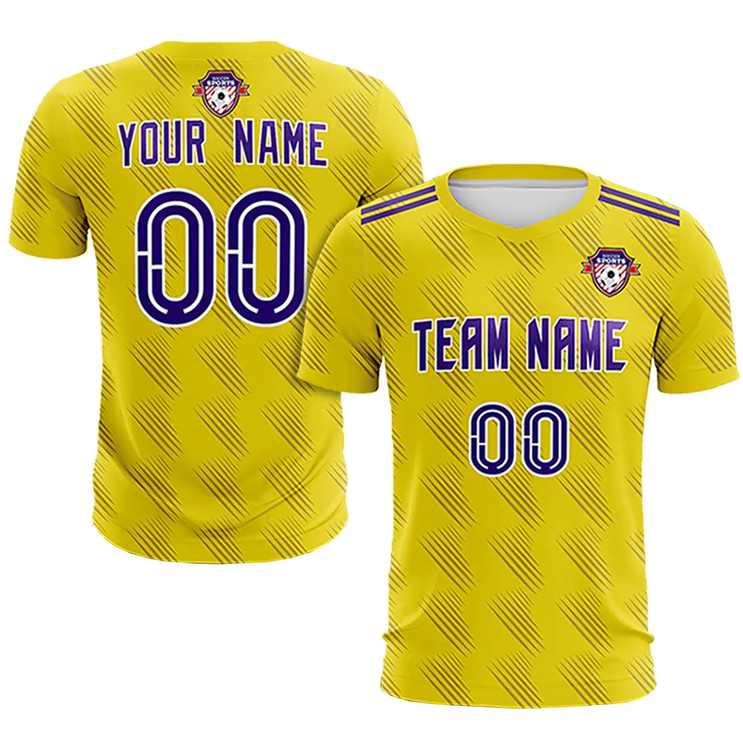 Custom Gold01 Purple Printing Outdoor Tracksuit Soccer Sets Jersey