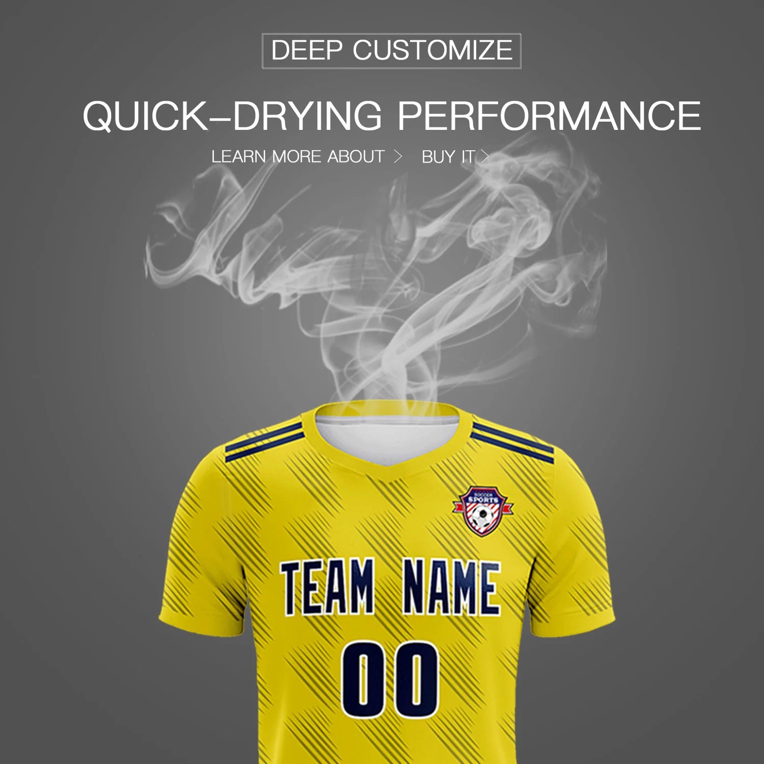 Custom Yellow Navy Printing Outdoor Tracksuit Soccer Sets Jersey