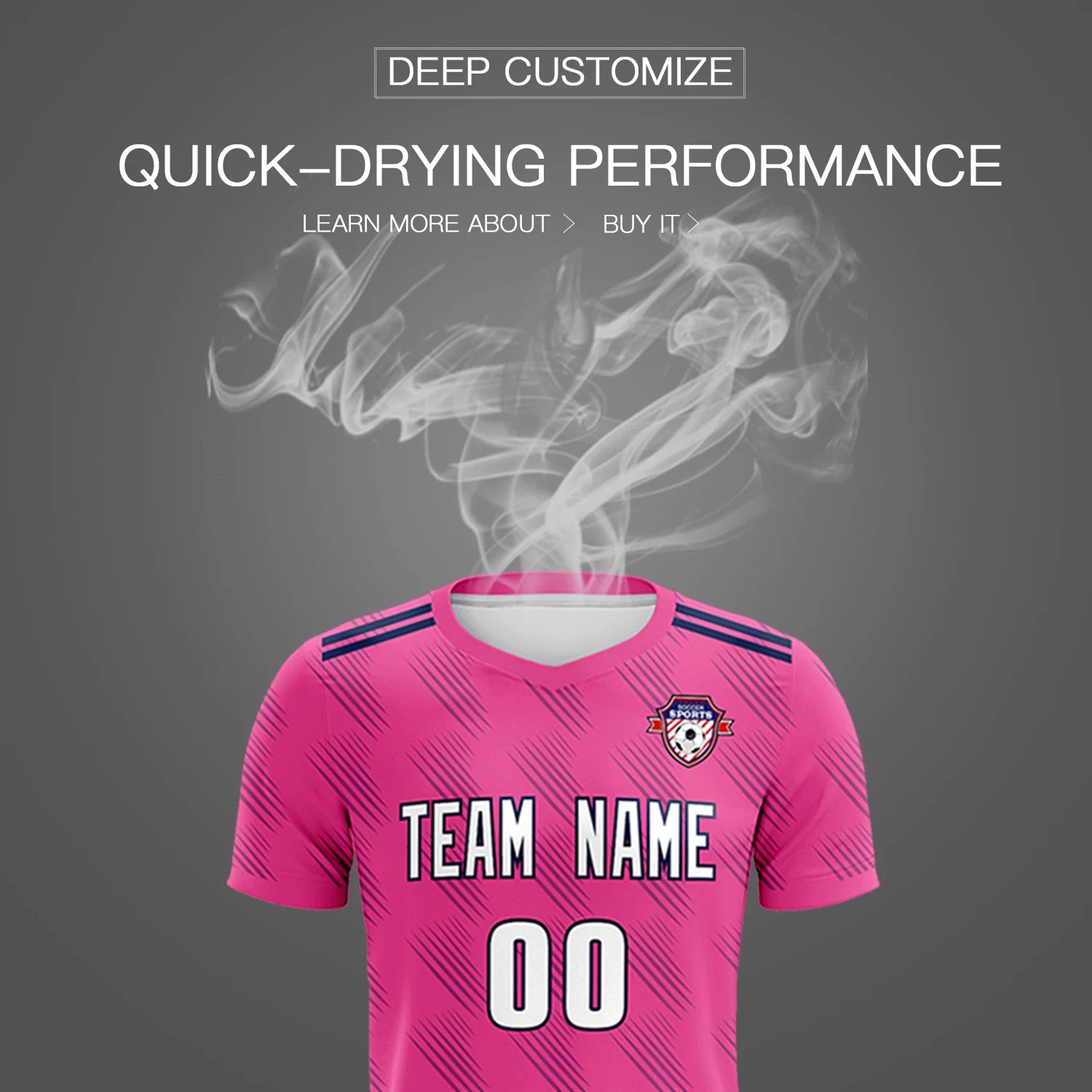 Custom Pink Navy Printing Outdoor Tracksuit Soccer Sets Jersey