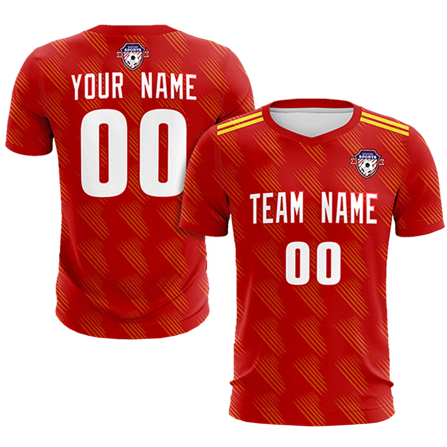 Custom Red Black Printing Outdoor Tracksuit Soccer Sets Jersey