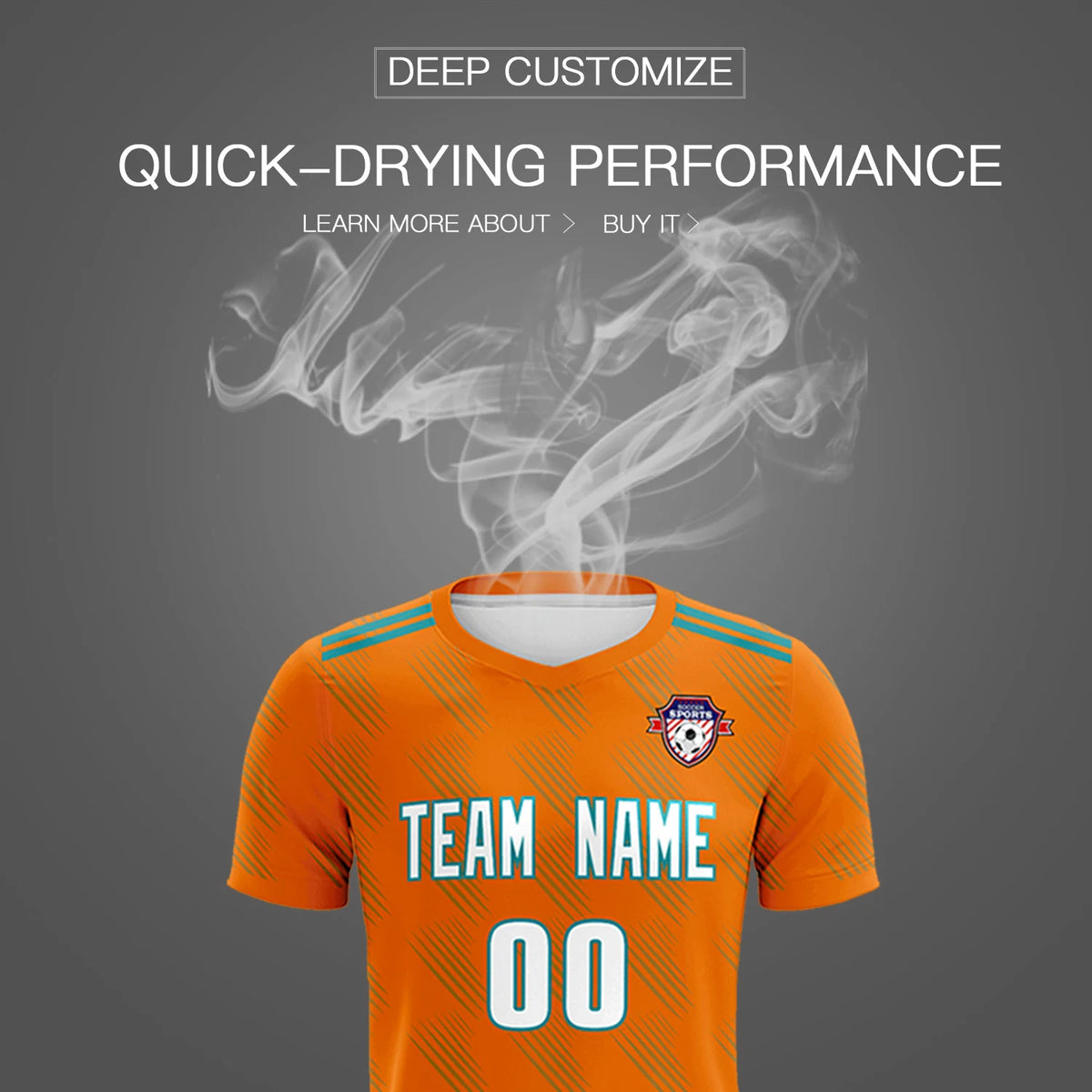 Custom Orange Black Printing Outdoor Tracksuit Soccer Sets Jersey