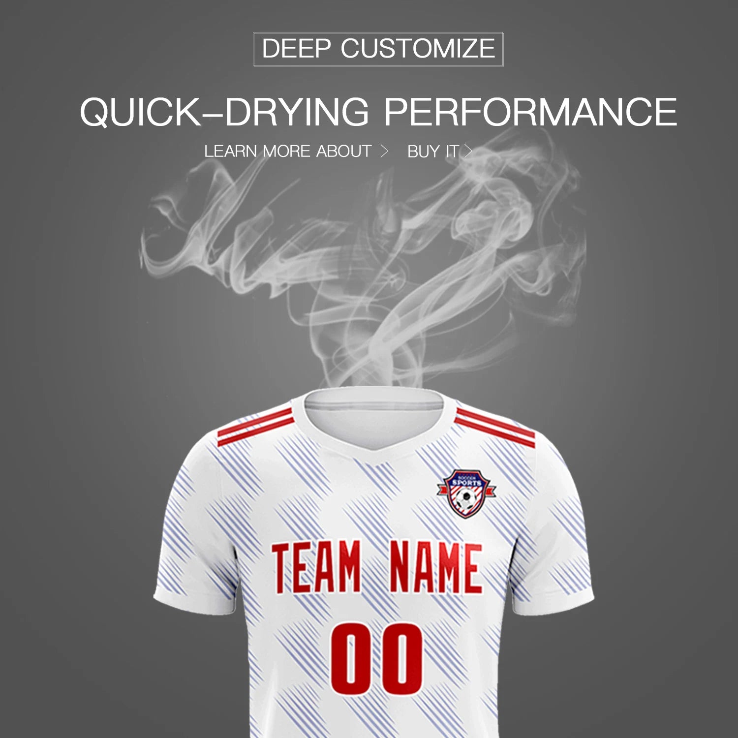 Custom White Red Printing Outdoor Tracksuit Soccer Sets Jersey