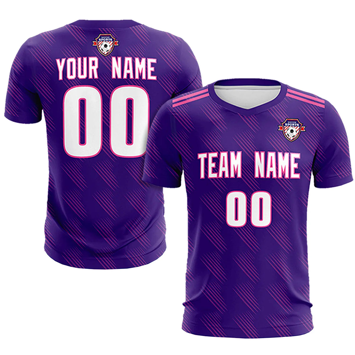 Custom Purple Pink Printing Outdoor Tracksuit Soccer Sets Jersey