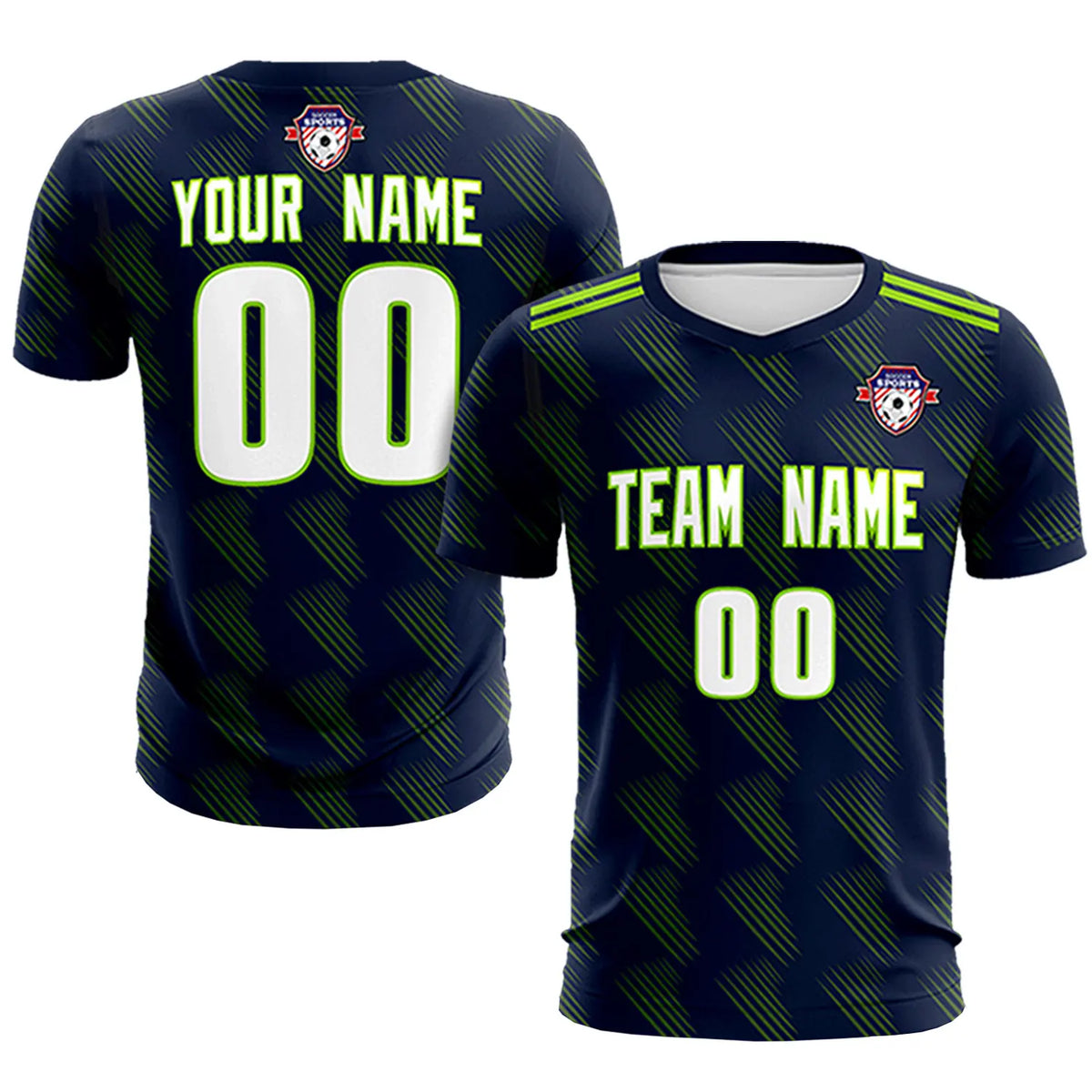 Custom Navy Printing Outdoor Tracksuit Soccer Sets Jersey