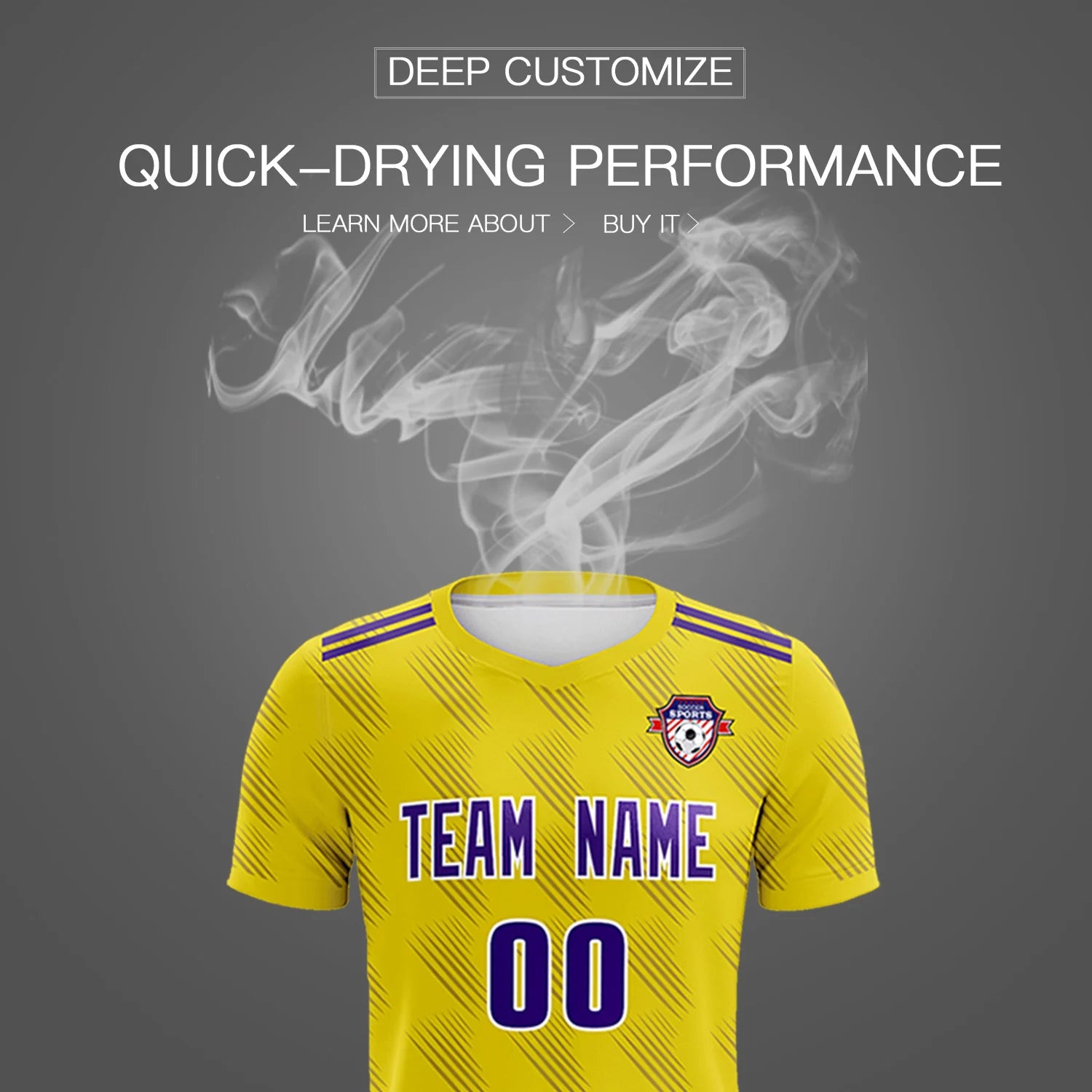 Custom Gold01 Purple Printing Outdoor Tracksuit Soccer Sets Jersey