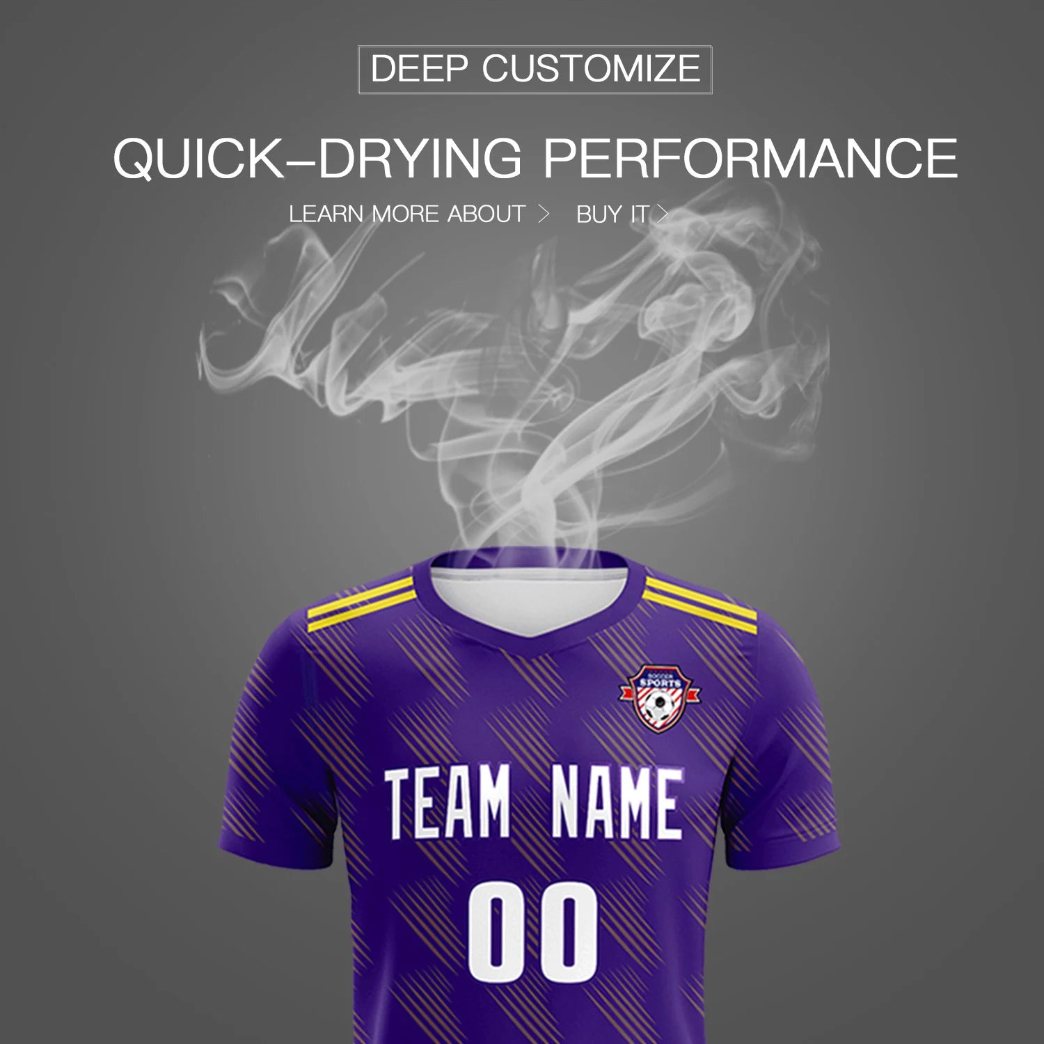 Custom Purple Gold01 Printing Outdoor Tracksuit Soccer Sets Jersey