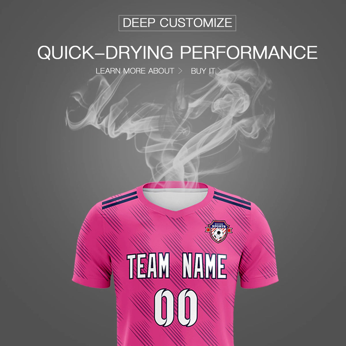 Custom Pink Navy Printing Outdoor Tracksuit Soccer Sets Jersey