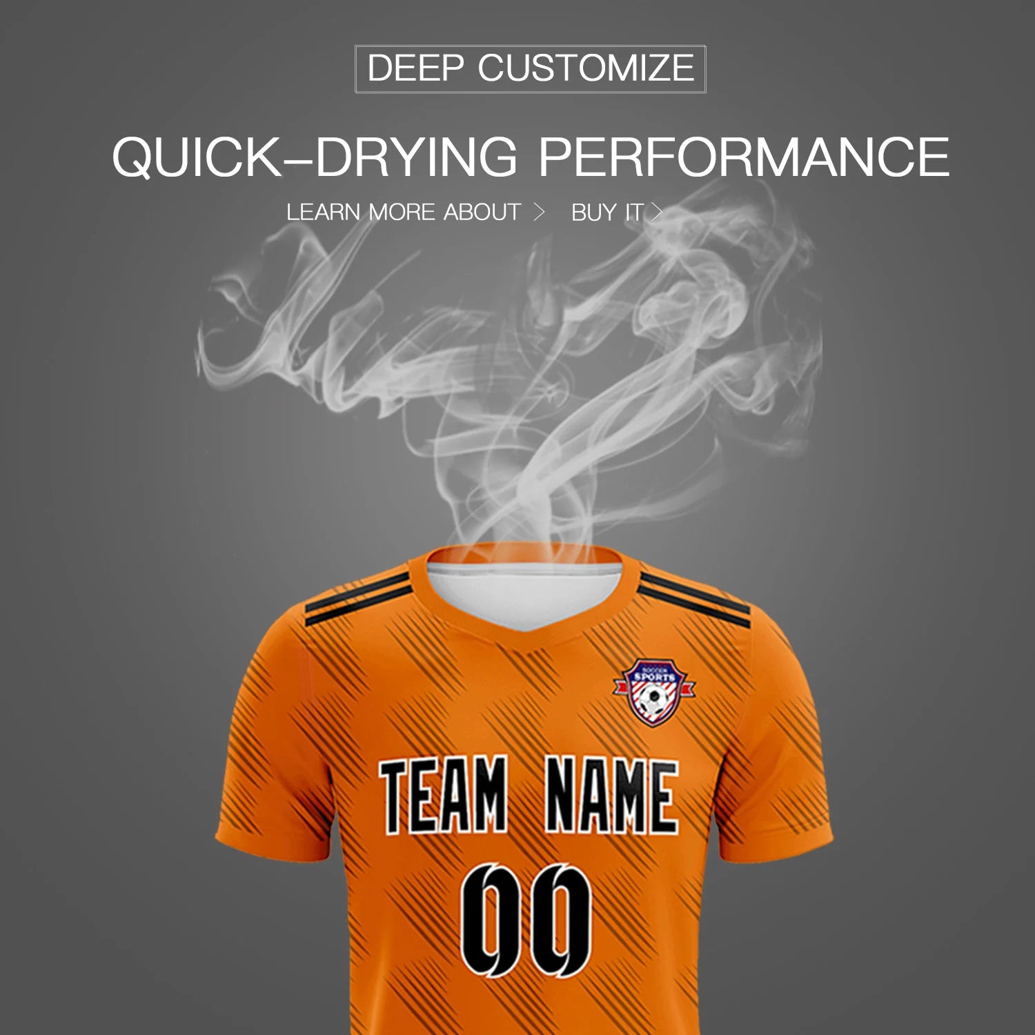 Custom Orange Black Printing Outdoor Tracksuit Soccer Sets Jersey