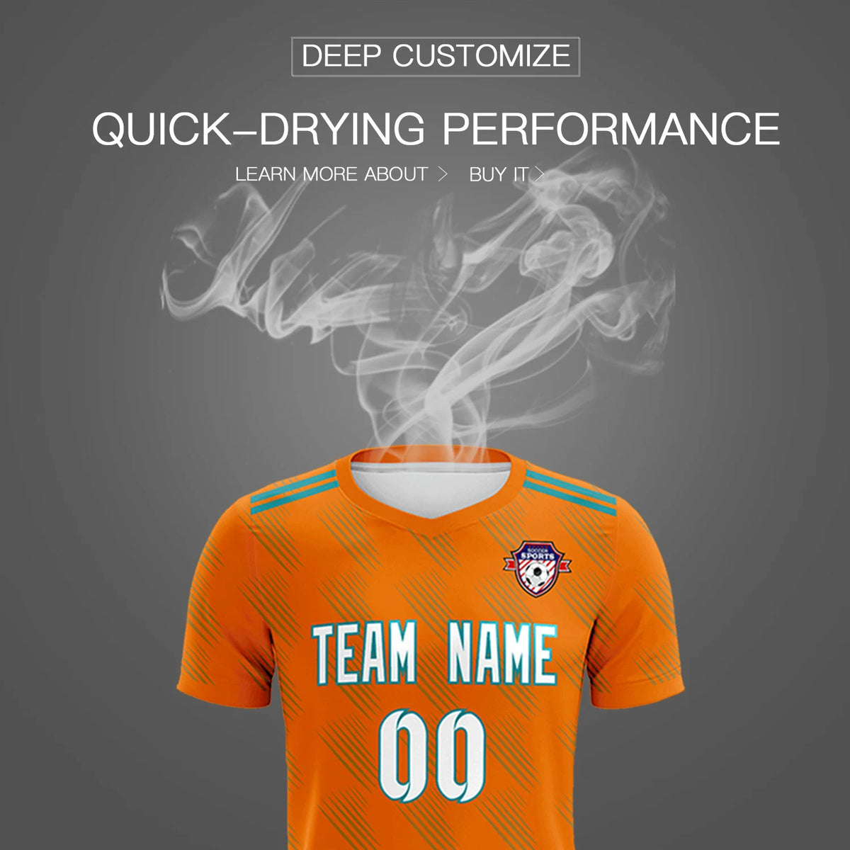 Custom Orange Black Printing Outdoor Tracksuit Soccer Sets Jersey