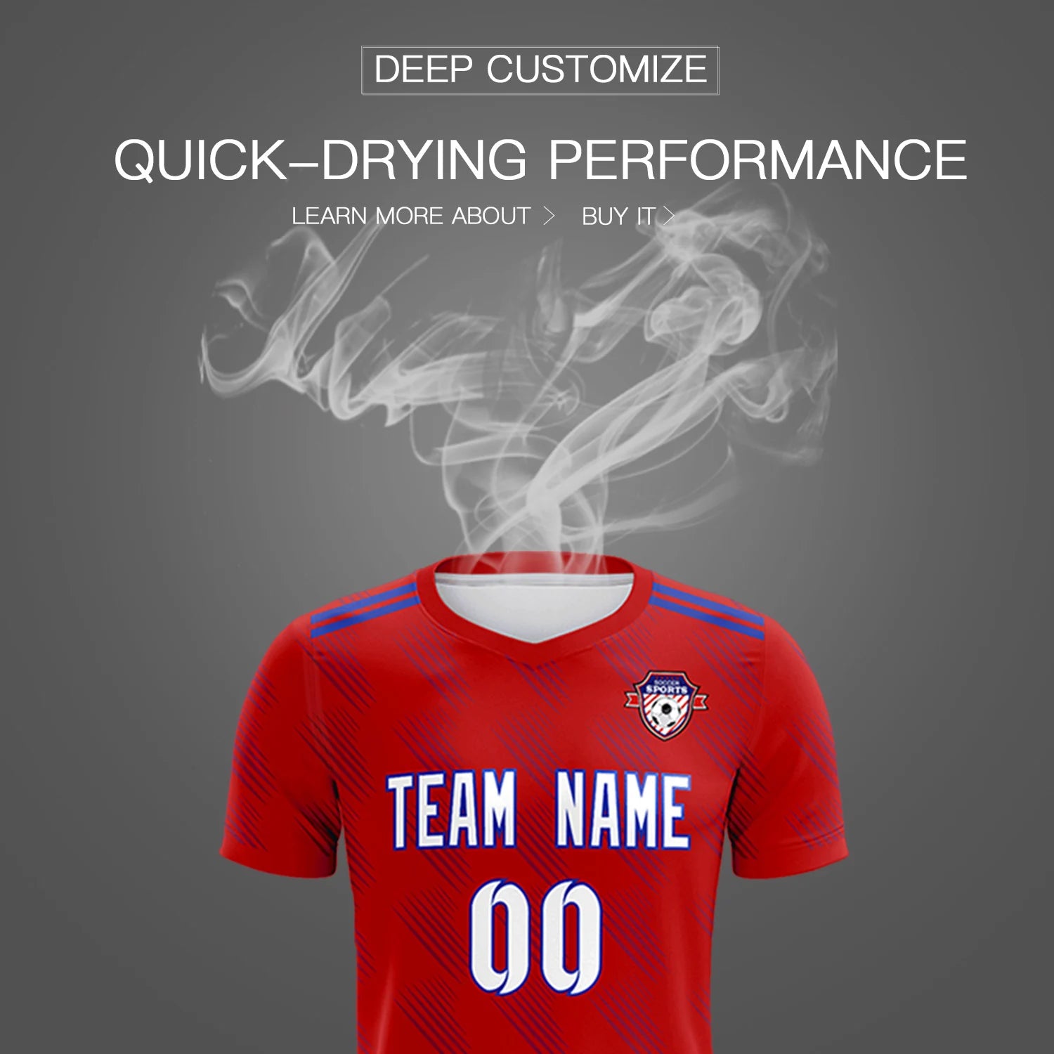 Custom Red Royal Blue Printing Outdoor Tracksuit Soccer Sets Jersey