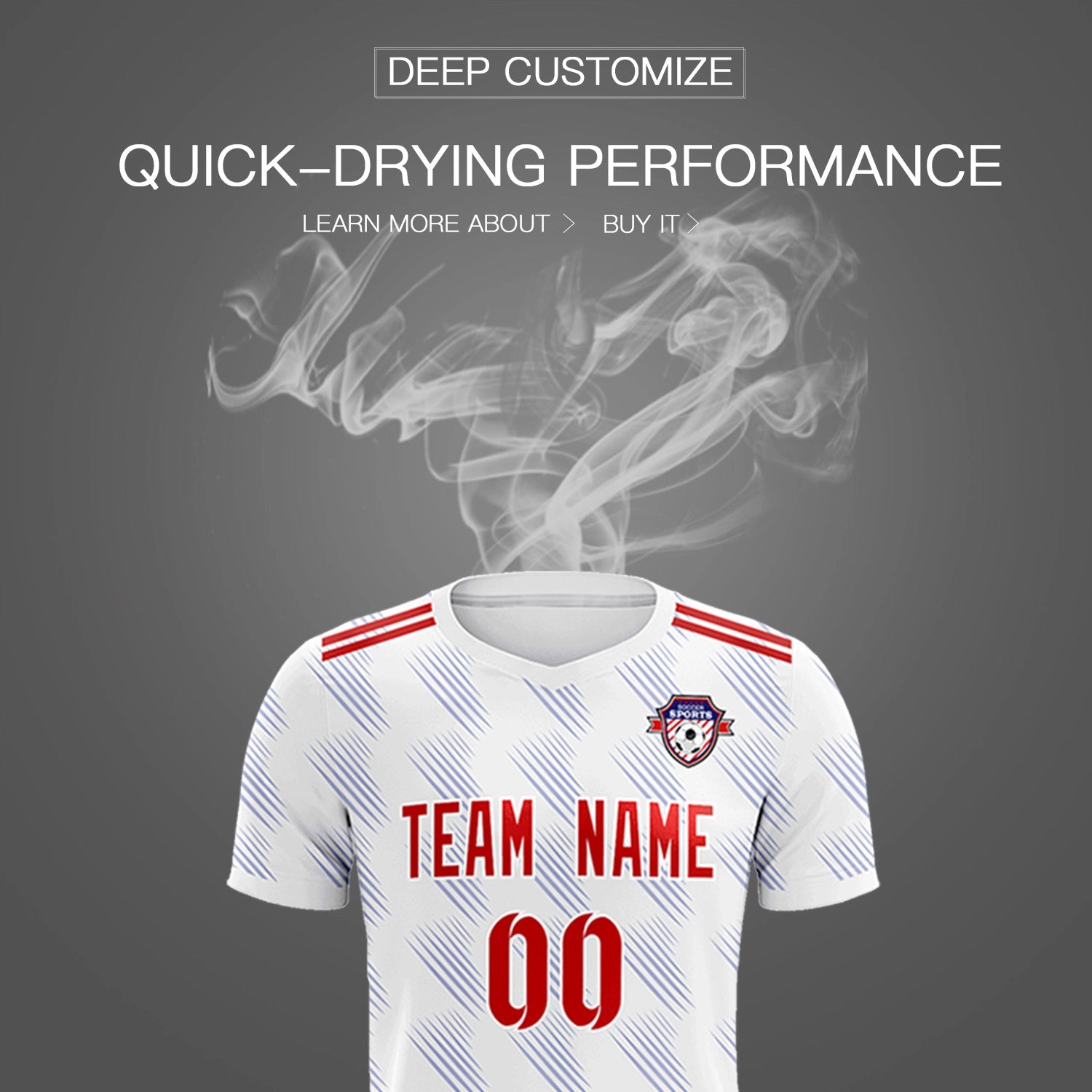 Custom White Red Printing Outdoor Tracksuit Soccer Sets Jersey