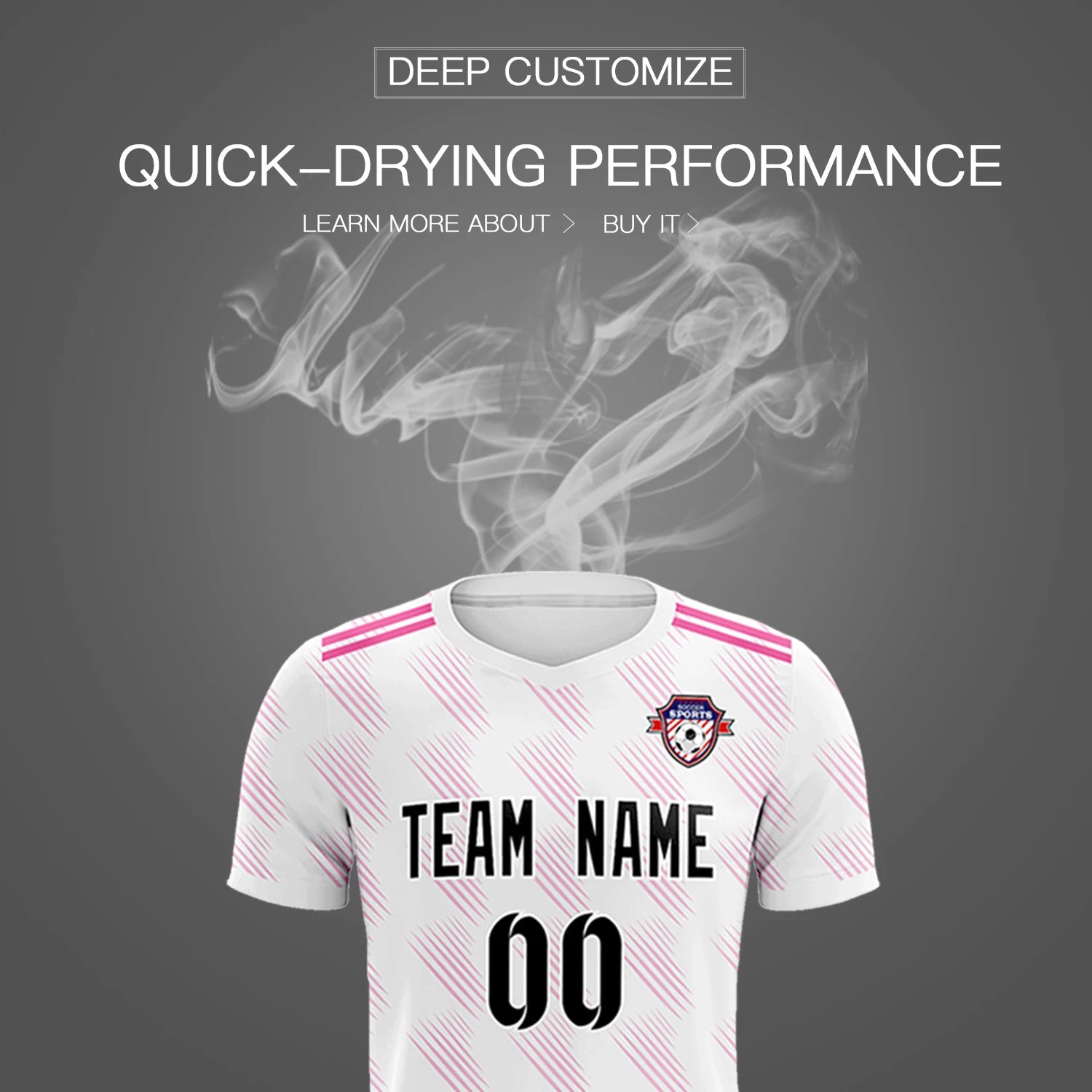 Custom White Pink Printing Outdoor Tracksuit Soccer Sets Jersey