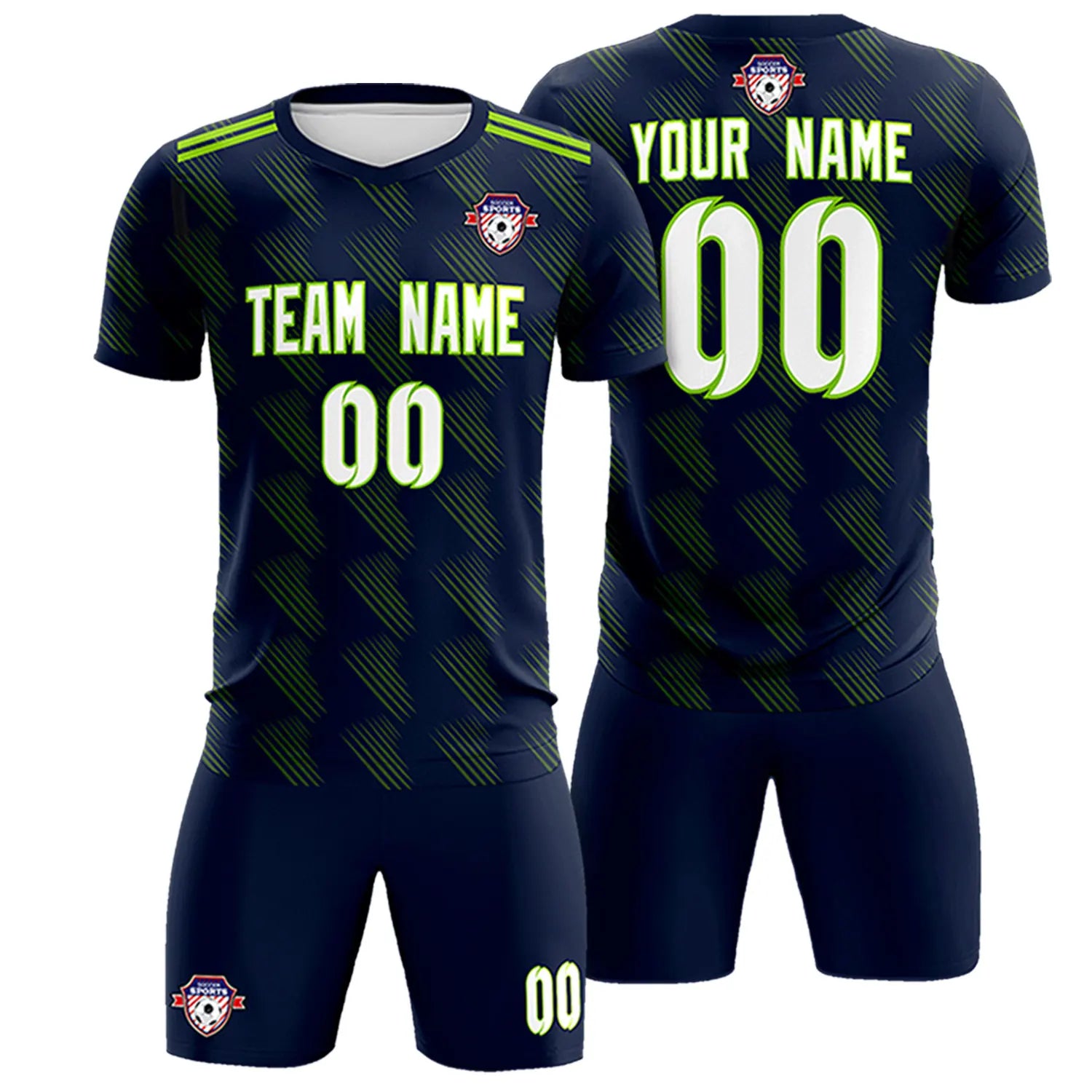 Custom Navy Printing Outdoor Tracksuit Soccer Sets Jersey