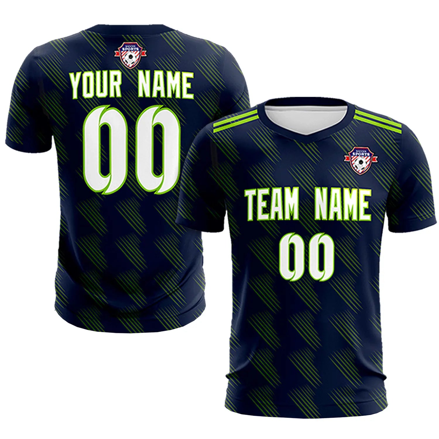 Custom Navy Printing Outdoor Tracksuit Soccer Sets Jersey