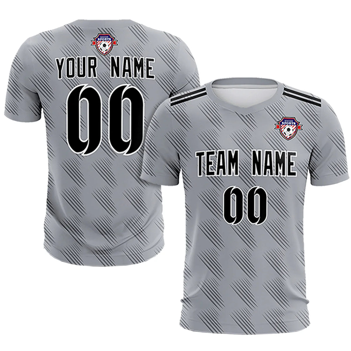Custom Gray Black Printing Outdoor Tracksuit Soccer Sets Jersey