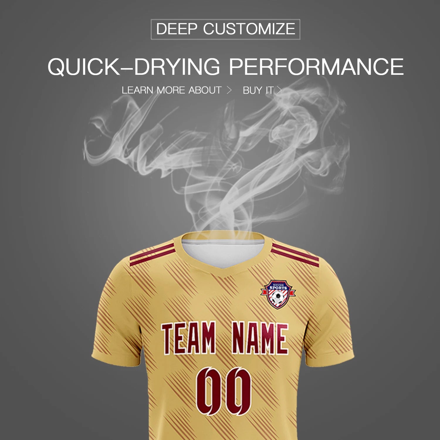 Custom Khaki Crimson Printing Outdoor Tracksuit Soccer Sets Jersey