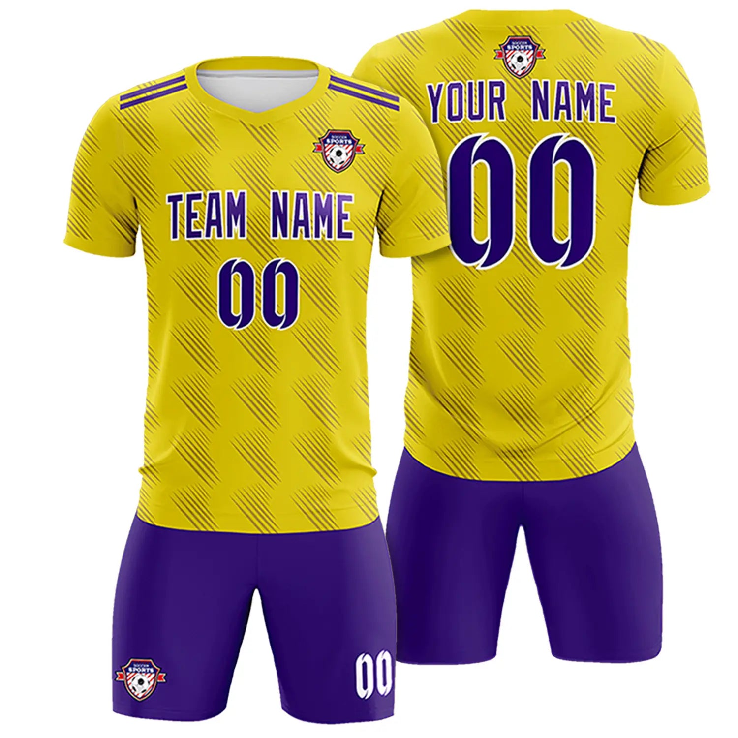 Custom Gold01 Purple Printing Outdoor Tracksuit Soccer Sets Jersey