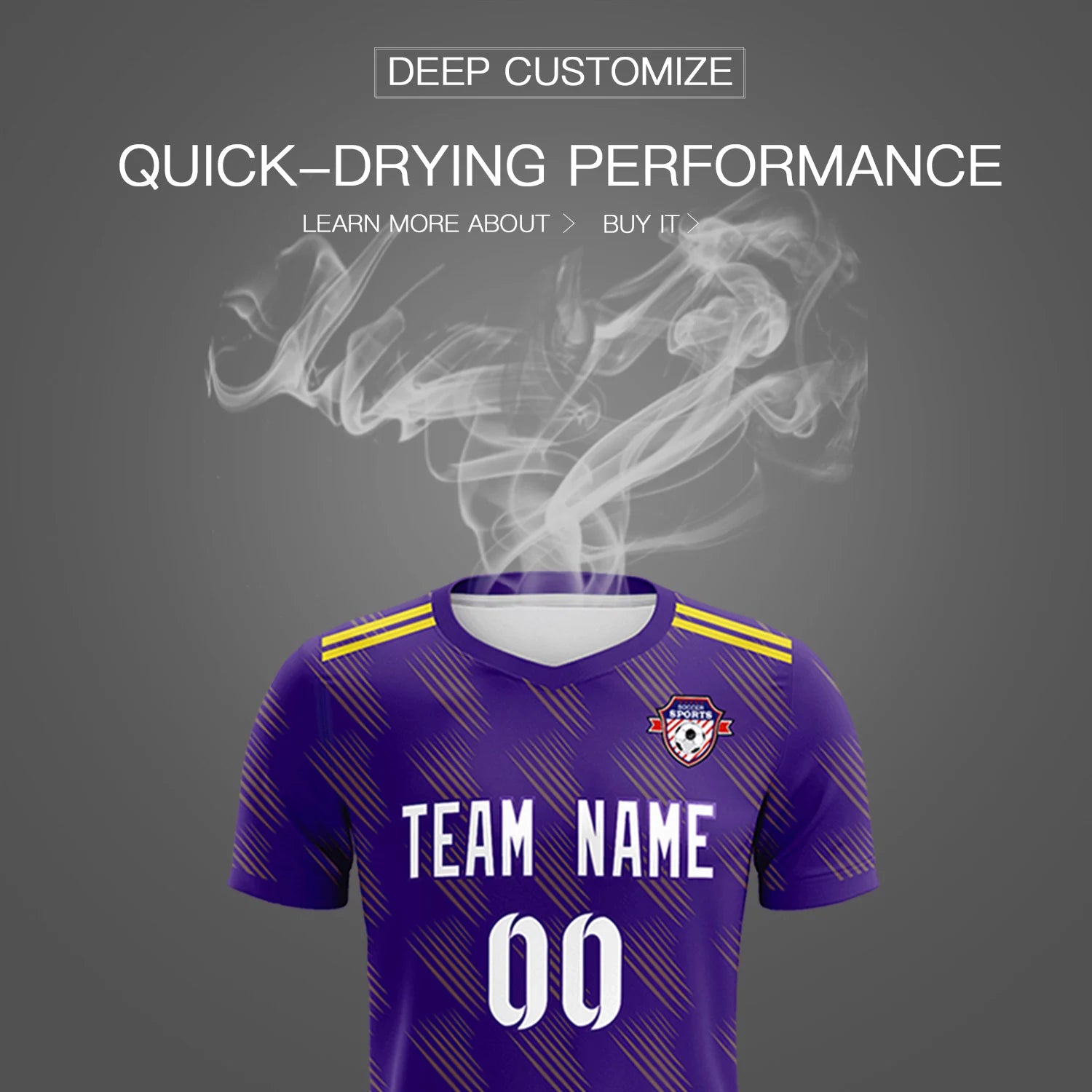 Custom Purple Gold01 Printing Outdoor Tracksuit Soccer Sets Jersey
