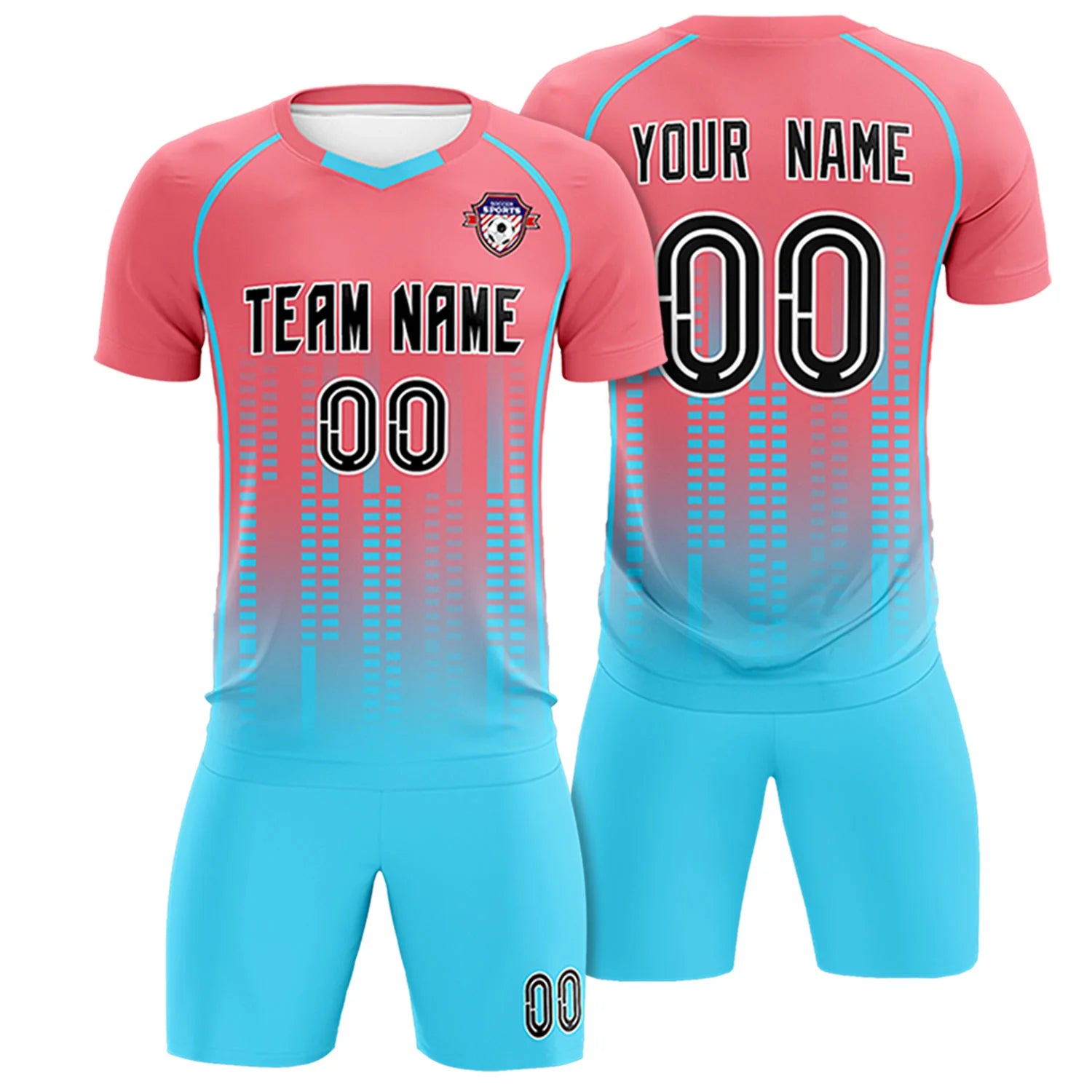 Custom Ligth Pink-Bright Green Printing Outdoor Tracksuit Soccer Sets Jersey