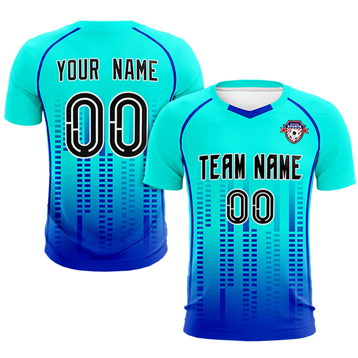 Custom Sky Blue-Blue Printing Outdoor Tracksuit Soccer Sets Jersey