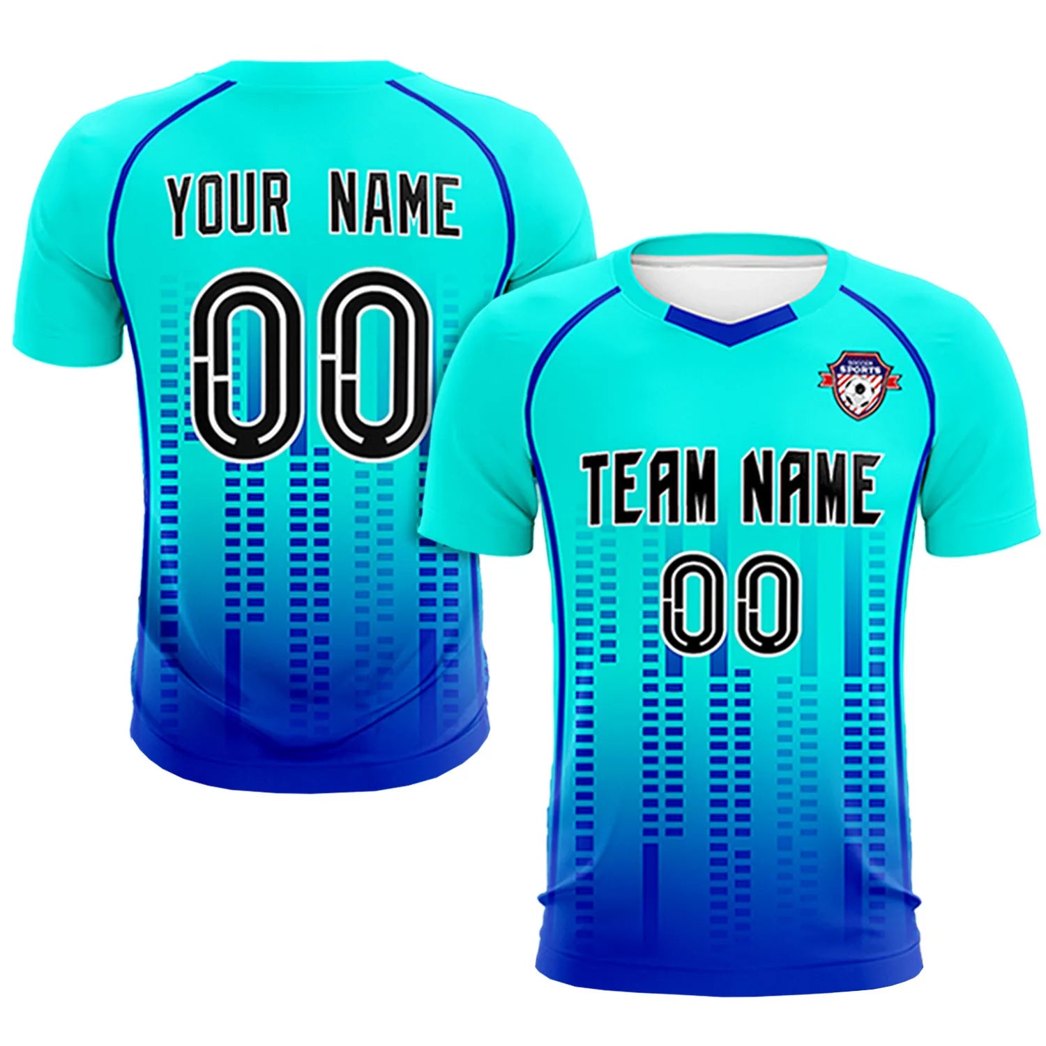Custom Sky Blue-Blue Printing Outdoor Tracksuit Soccer Sets Jersey