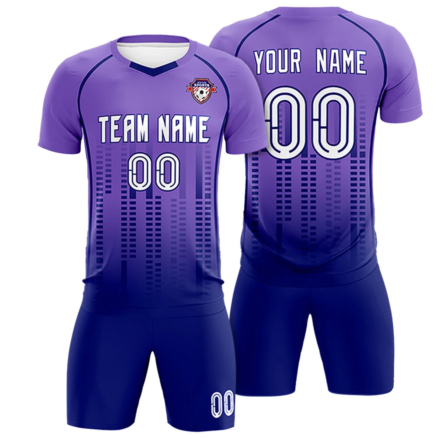 Custom Light Purple-Navy Printing Outdoor Tracksuit Soccer Sets Jersey