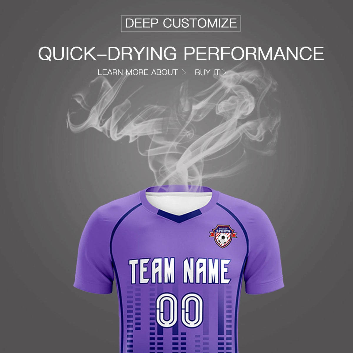 Custom Light Purple-Navy Printing Outdoor Tracksuit Soccer Sets Jersey