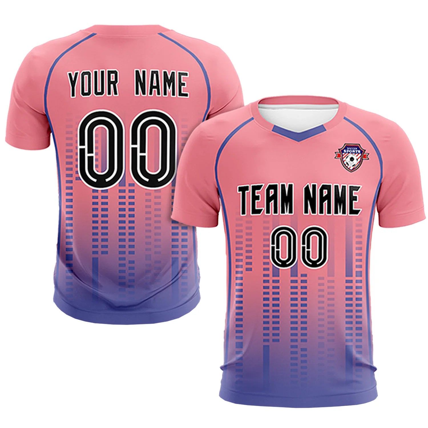 Custom Ligth Pink-Light Purple Printing Outdoor Tracksuit Soccer Sets Jersey