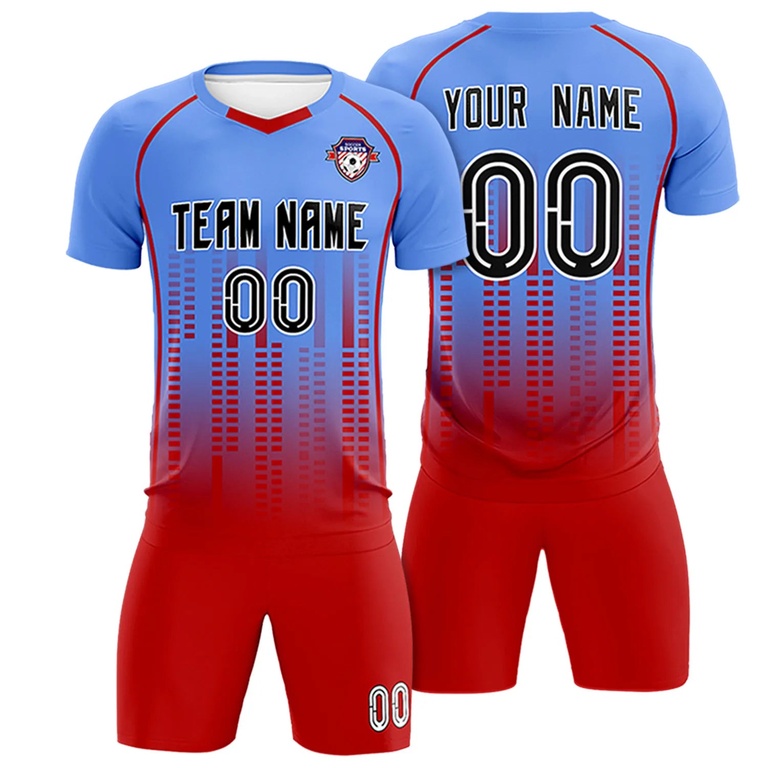 Custom Ligth Pink-Red Printing Outdoor Tracksuit Soccer Sets Jersey
