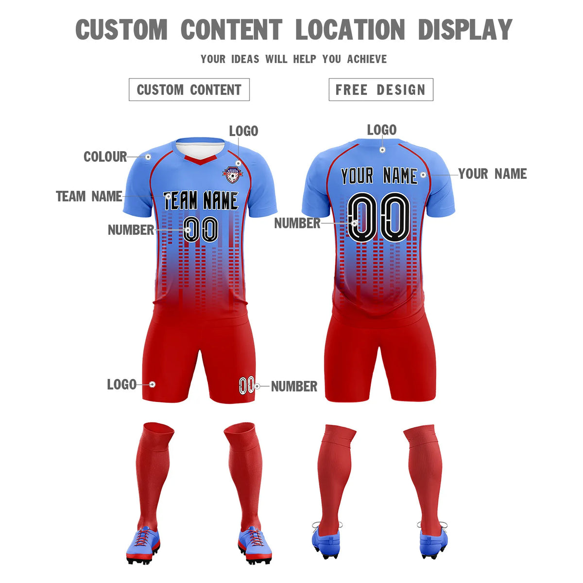 Custom Ligth Pink-Red Printing Outdoor Tracksuit Soccer Sets Jersey