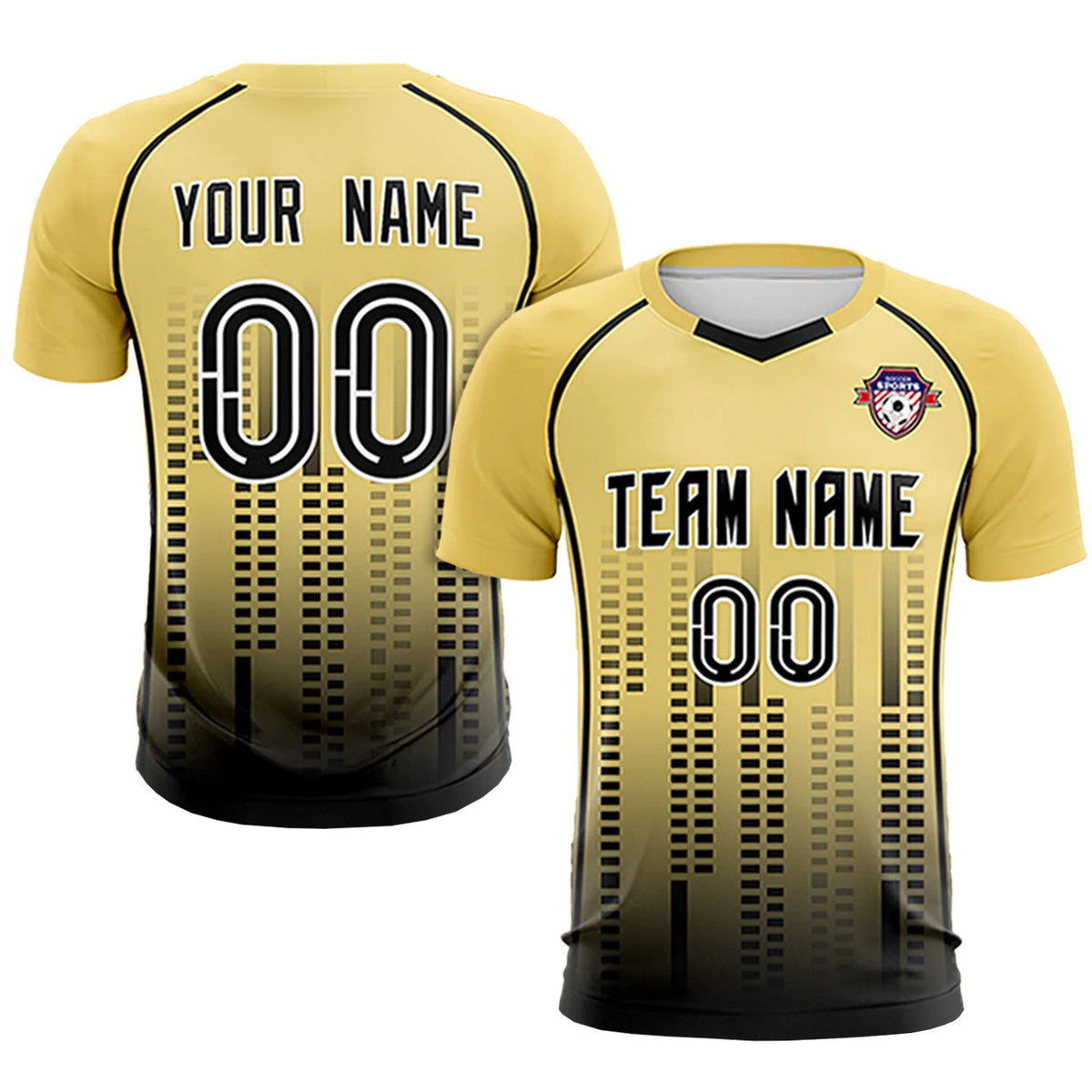 Custom Khaki Black Printing Outdoor Tracksuit Soccer Sets Jersey