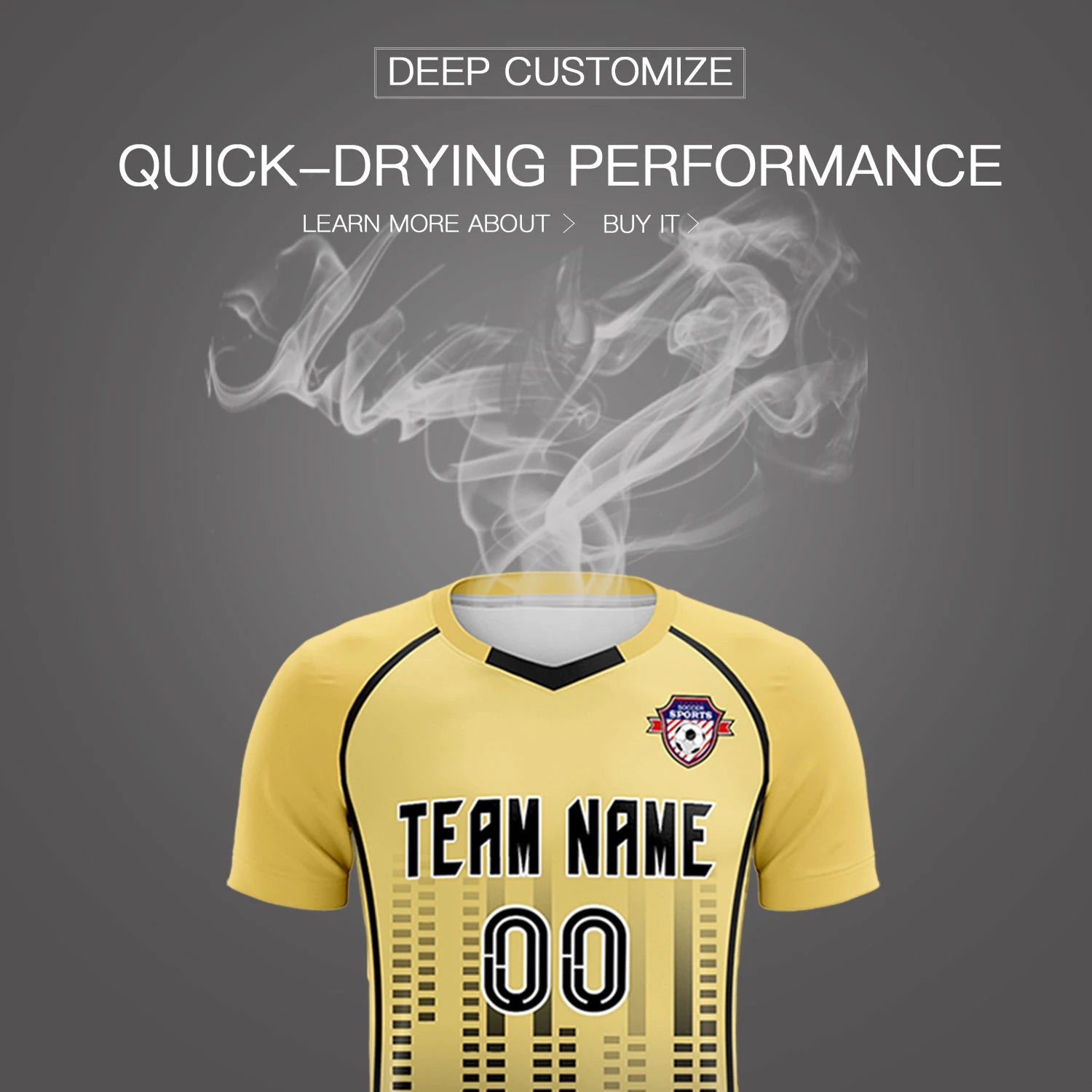 Custom Khaki Black Printing Outdoor Tracksuit Soccer Sets Jersey