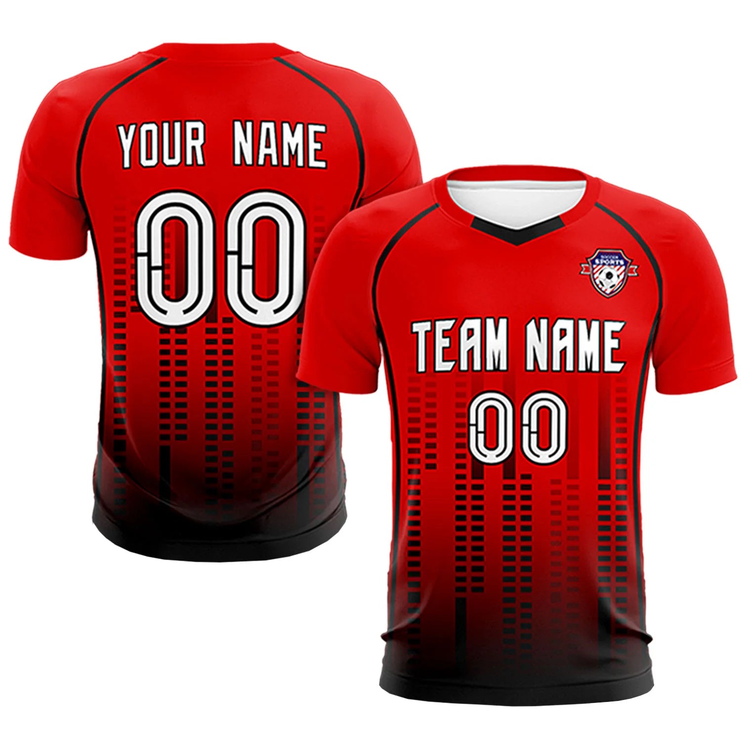 Custom Red Black Printing Outdoor Tracksuit Soccer Sets Jersey
