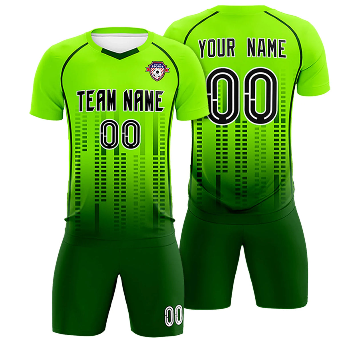 Custom Neon Green-Green Printing Outdoor Tracksuit Soccer Sets Jersey