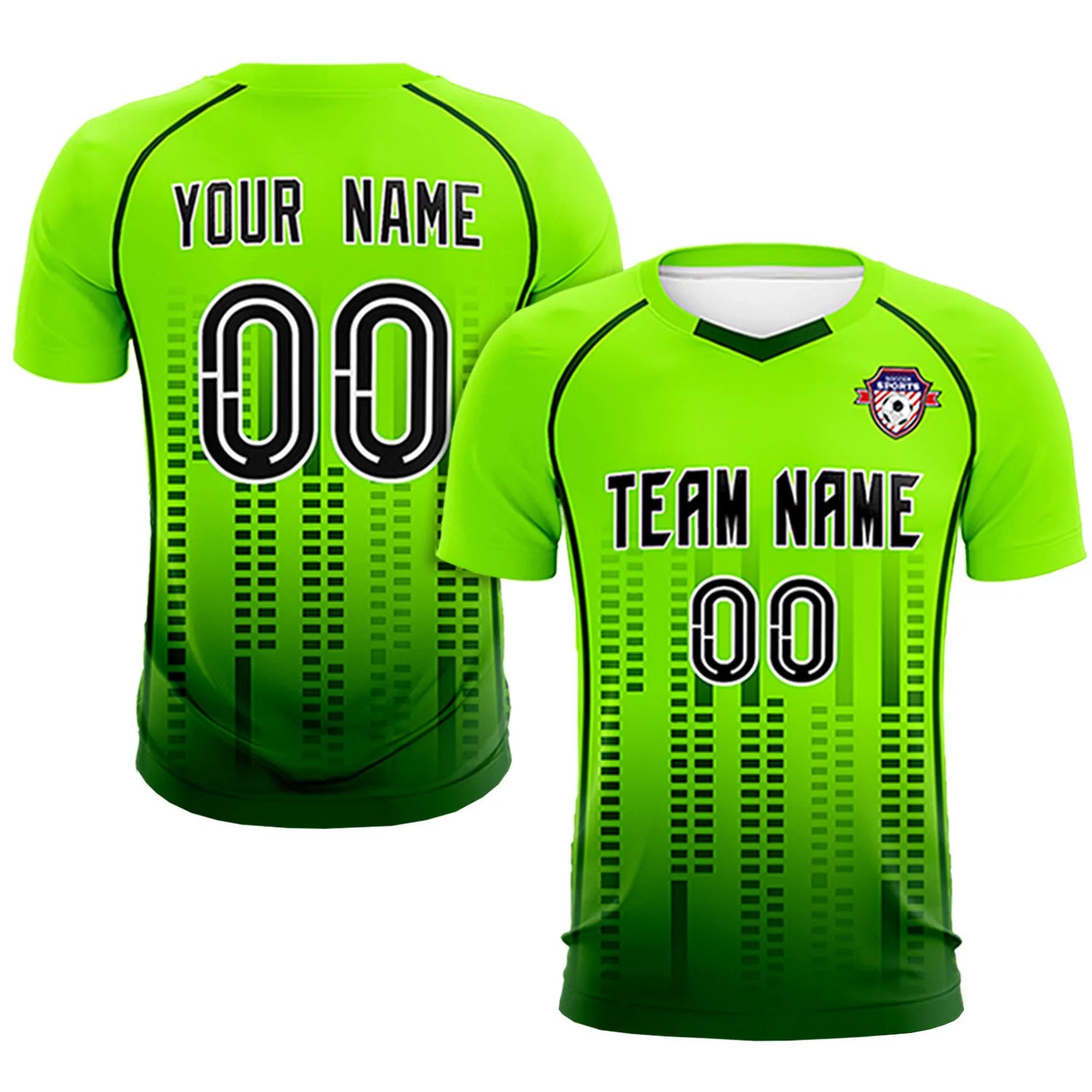 Custom Neon Green-Green Printing Outdoor Tracksuit Soccer Sets Jersey