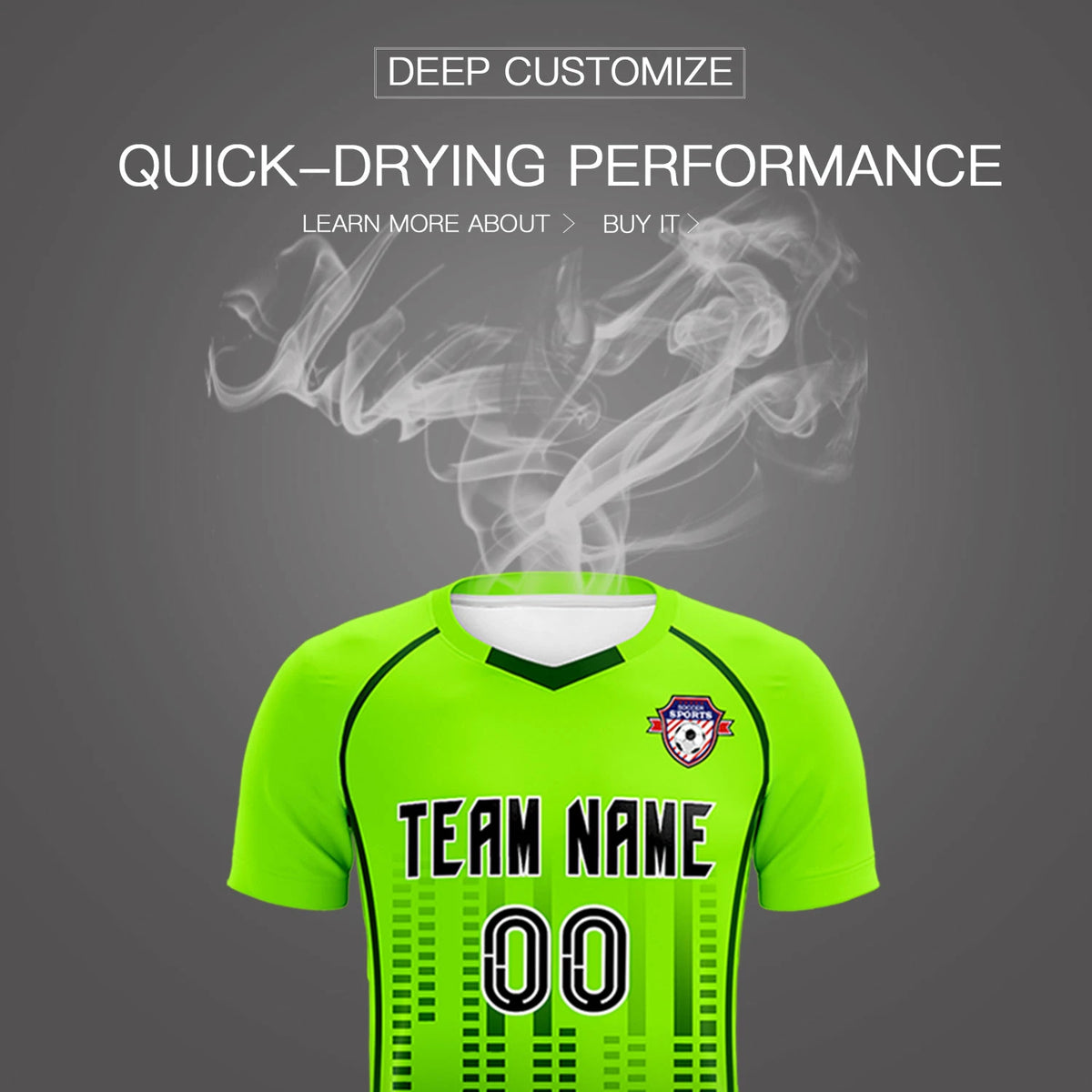 Custom Neon Green-Green Printing Outdoor Tracksuit Soccer Sets Jersey