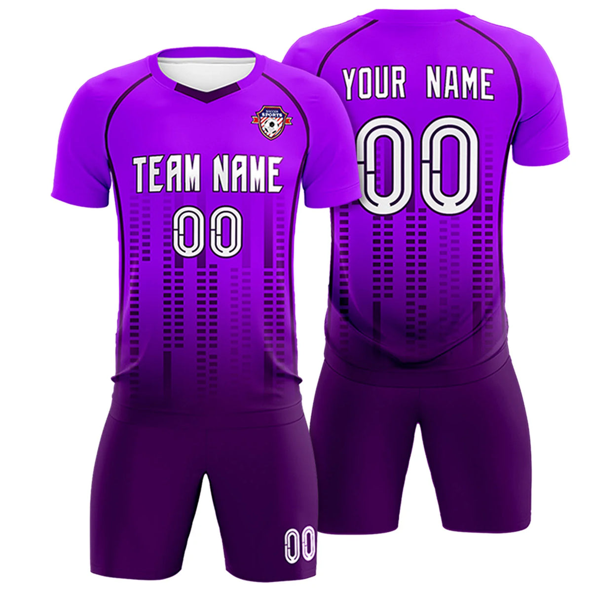 Custom Purple-Drak Purple Printing Outdoor Tracksuit Soccer Sets Jersey
