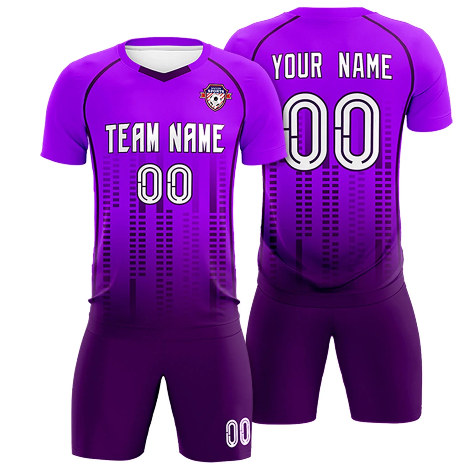 Custom Purple-Drak Purple Printing Outdoor Tracksuit Soccer Sets Jersey