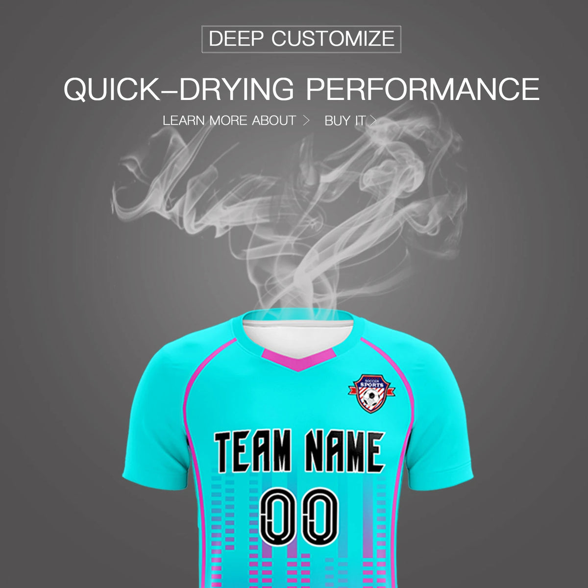 Custom Sky Blue-Pink Printing Outdoor Tracksuit Soccer Sets Jersey