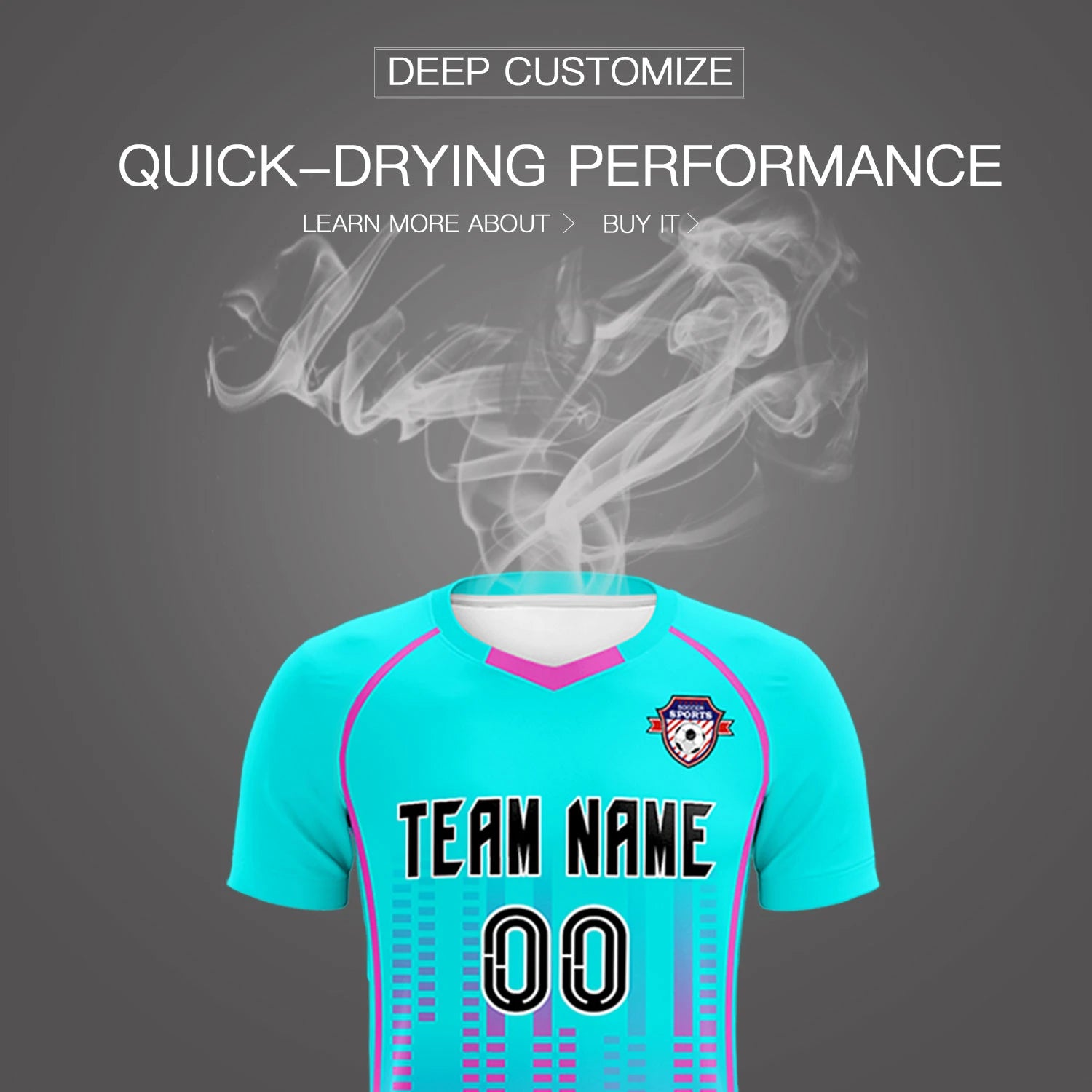 Custom Sky Blue-Pink Printing Outdoor Tracksuit Soccer Sets Jersey